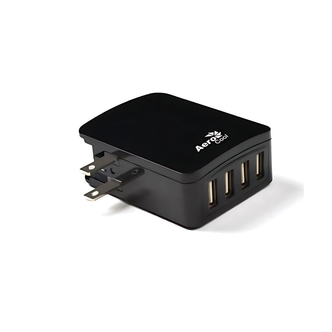 AeroCool Premium 5V 5.4A 4-Port USB Fast Charger - Smart Multi-Port Charging Station for iPhone, Android, Tablets - Perfect for Home, Office, Travel & Car Use