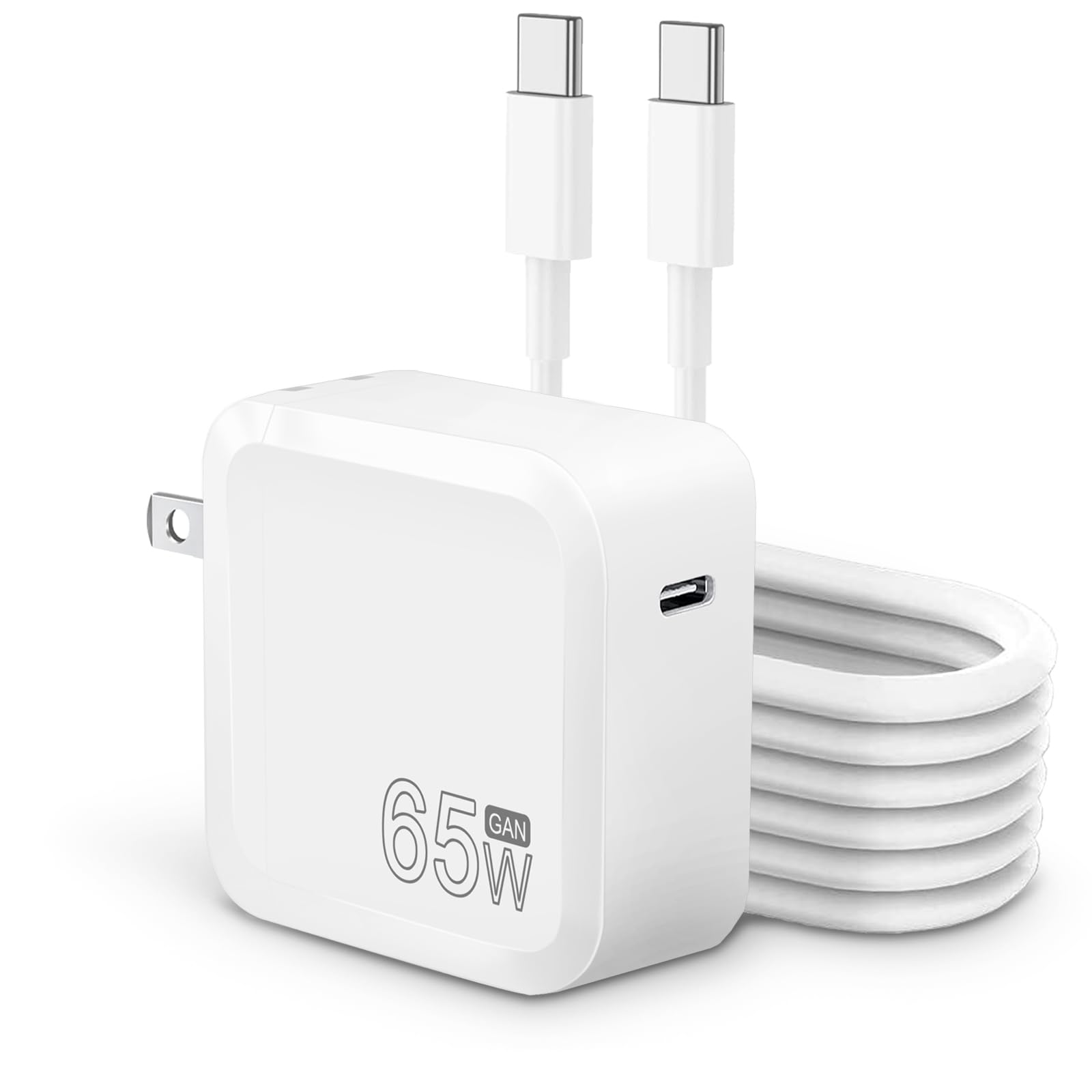 65W USB C Fast Charger for MacBook Pro/Air, 13/14/15/16 Inch Laptops, iPad, iPhone 14 Pro & All USB-C Devices - Includes 5.9ft USB-C to C Cable - Perfect for Travel, Office & Home Use