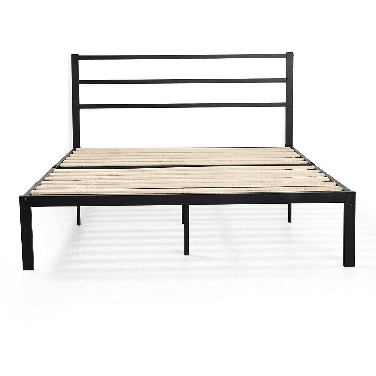 Black Full Size Platform Bed Frame - Sturdy Bedroom Furniture for Home Decor