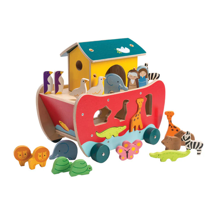 Noah's Ark Shape Sorter Toy - Wooden Animal Puzzle for Toddlers, Early Learning Educational Gift for Boys & Girls - Perfect for Preschool Playtime & Montessori Activities