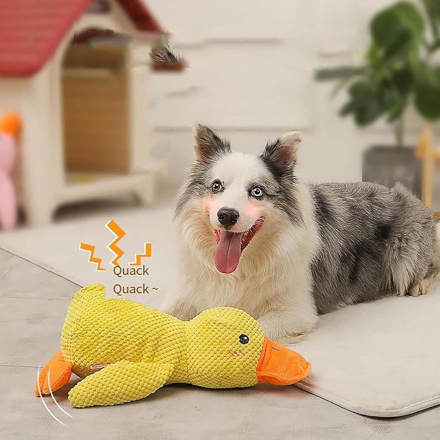 Noovelo Calming Duck Dog Toy - Small Yellow Stuffed Duck Chew Toy for Puppies & Dogs - Quacking Sound for Anxiety Relief - Perfect for Indoor Play, Separation Anxiety & Stress Relief