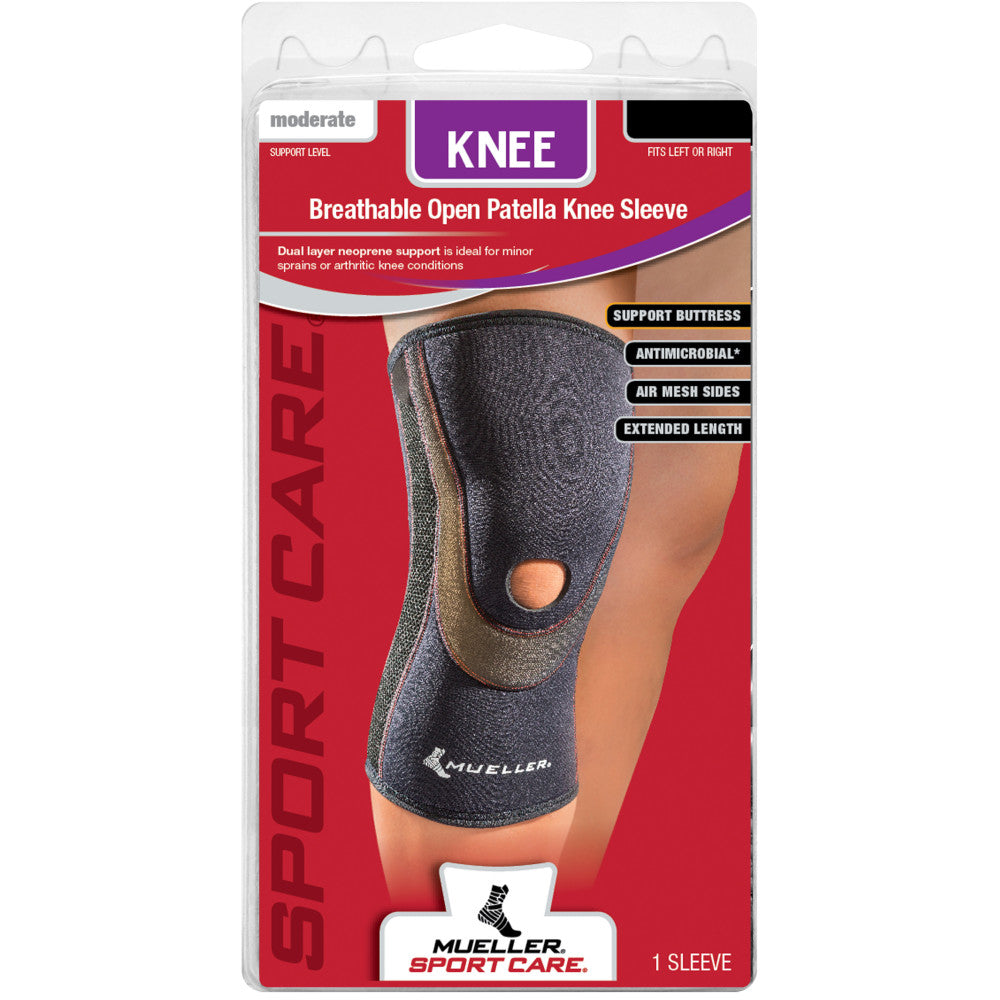 Mueller Breathable Open Patella Knee Sleeve for Running, Basketball & Workouts - Support & Pain Relief for Arthritis, Joint Pain & Injury Recovery