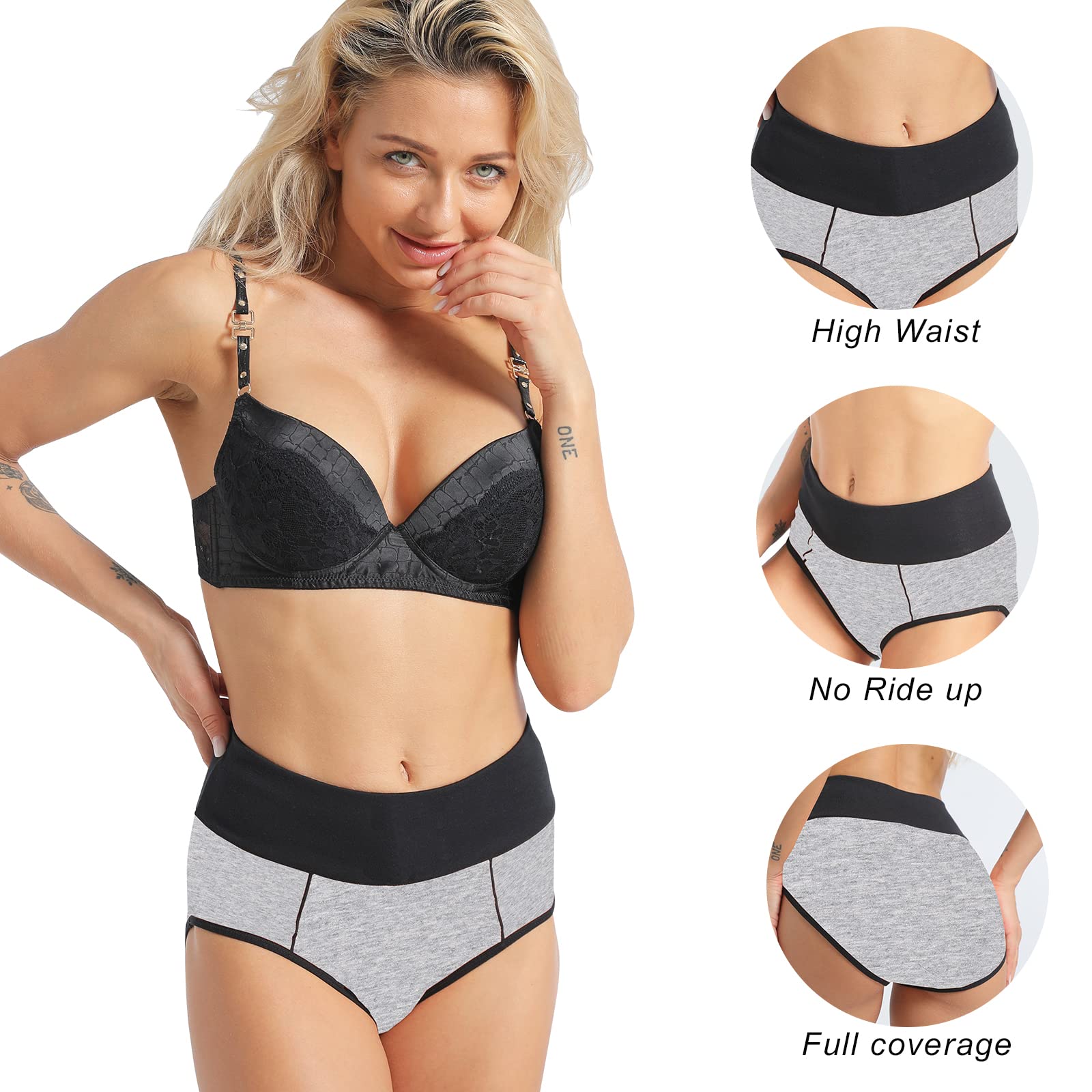 High Waisted Cotton Briefs for Women - Soft, Full Coverage Stretch Underwear - Breathable Panties in Regular & Plus Sizes - Perfect for Everyday Comfort, Workout & Lounge Wear