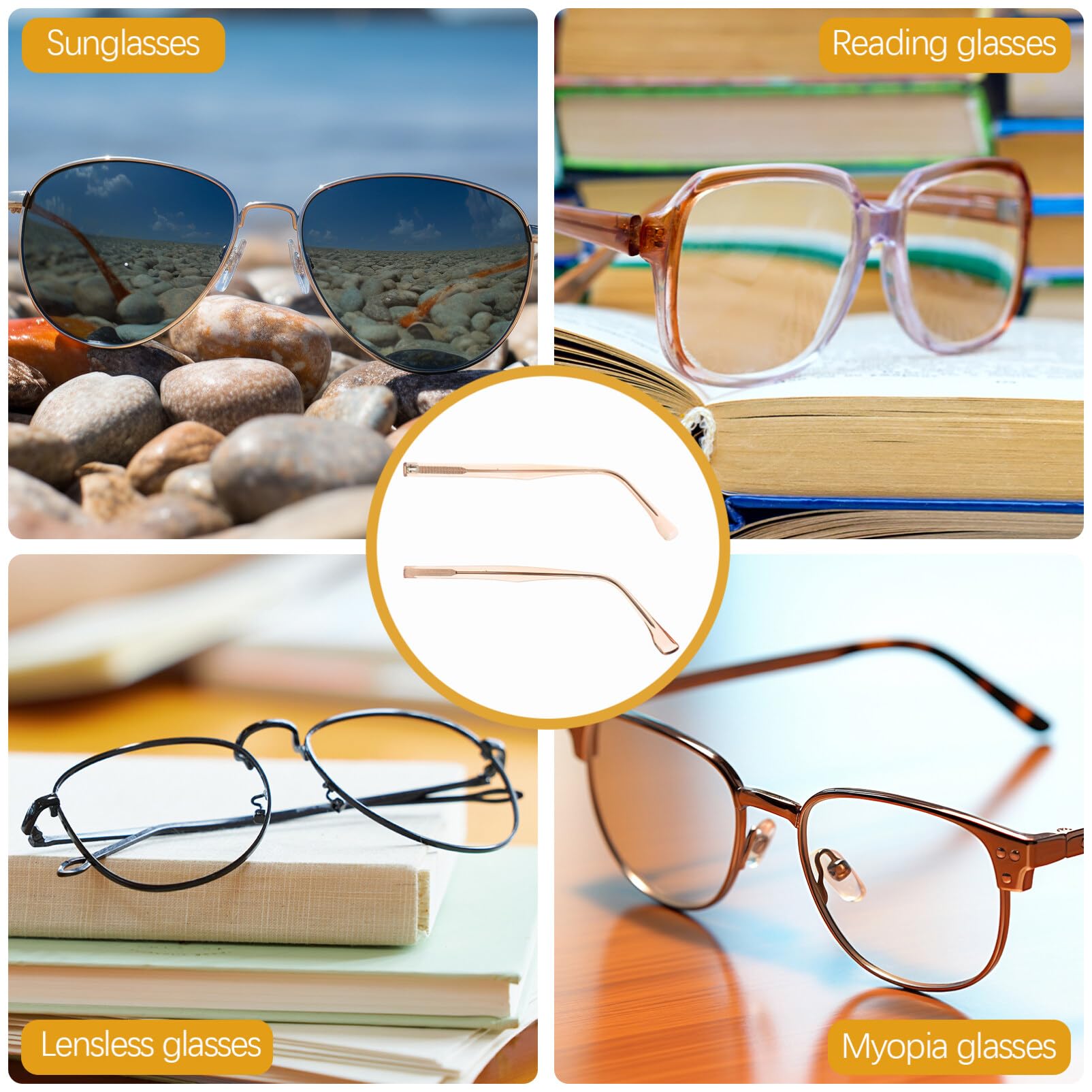 SOLUSTRE 1 Pair Metal Glasses Replacement Arms - Universal Sunglasses & Eyeglass Frame Repair Parts - Durable Glasses Accessories for Men Women (Perfect for Broken Frames, DIY Repairs & Travel Spare Parts)