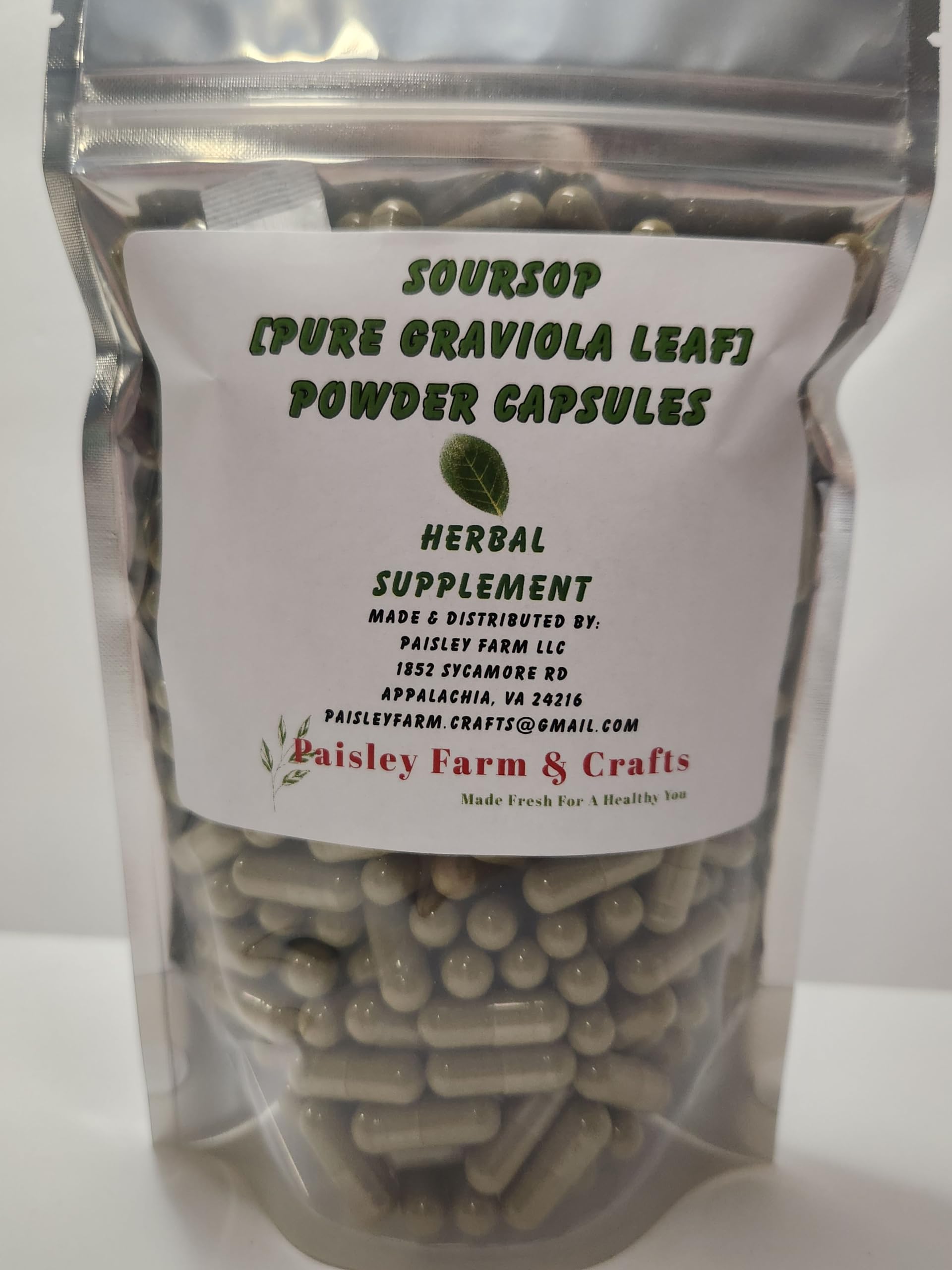 Organic Soursop (Graviola) Leaf Powder Capsules 300 Count - Immune Support Supplement - Made in USA - Non-GMO & Gluten-Free - for Daily Wellness & Energy Boost
