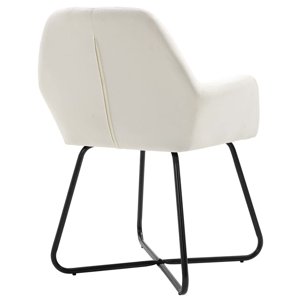 SKM Modern Dining Chairs Set of 2 - Cream Fabric Upholstered Kitchen Chairs with Sturdy Metal Legs - Perfect for Dining Room, Kitchen, Breakfast Nook and Small Spaces