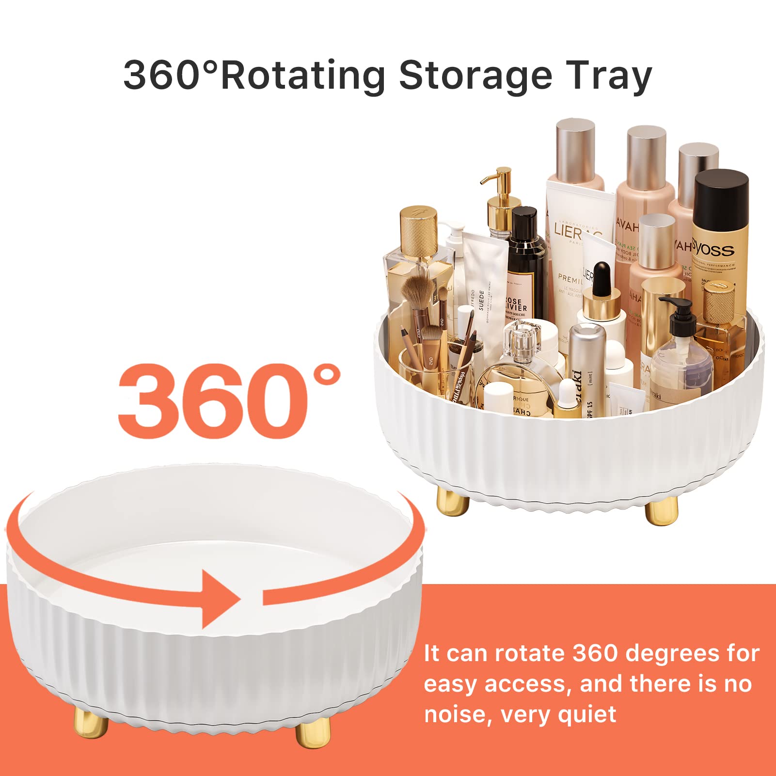 2-Pack Rotating Makeup Organizer for Dresser - 360 Degree Lazy Susan Cosmetic Storage for Perfume, Hair Products & Lotions | Perfect for Vanity, Bathroom & Bedroom Organization