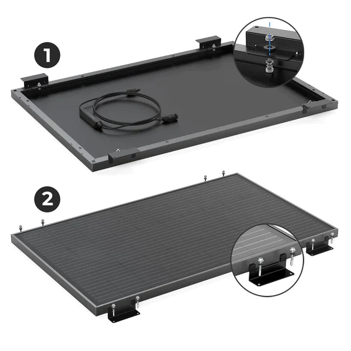 2 x EcoFlow 100W Rigid Solar Panels with Mounting Feet - Portable Solar Charging Kit for RV, Boat, Camping & Off-Grid Power Supply