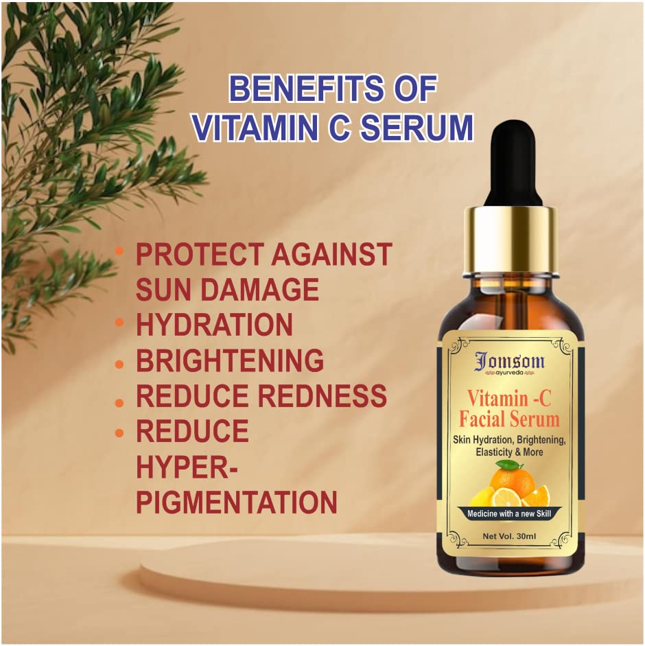 Ayurvedic Vitamin C Face Serum for Glowing Skin - 30ml | Antioxidant-Rich with Kakadu Plum Extract | Non-Greasy Formula | Brightening & Hydrating Facial Treatment for Day & Night Use