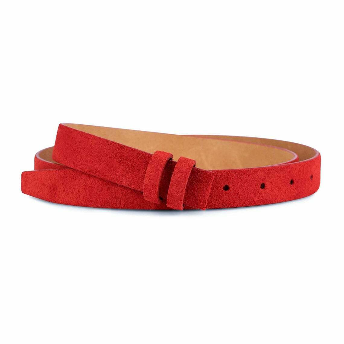 Genuine Red Suede Leather Belt Strap 1 Inch (25mm) for Cartier Buckles - Women's Fashion Accessory for Casual & Dressy Outfits