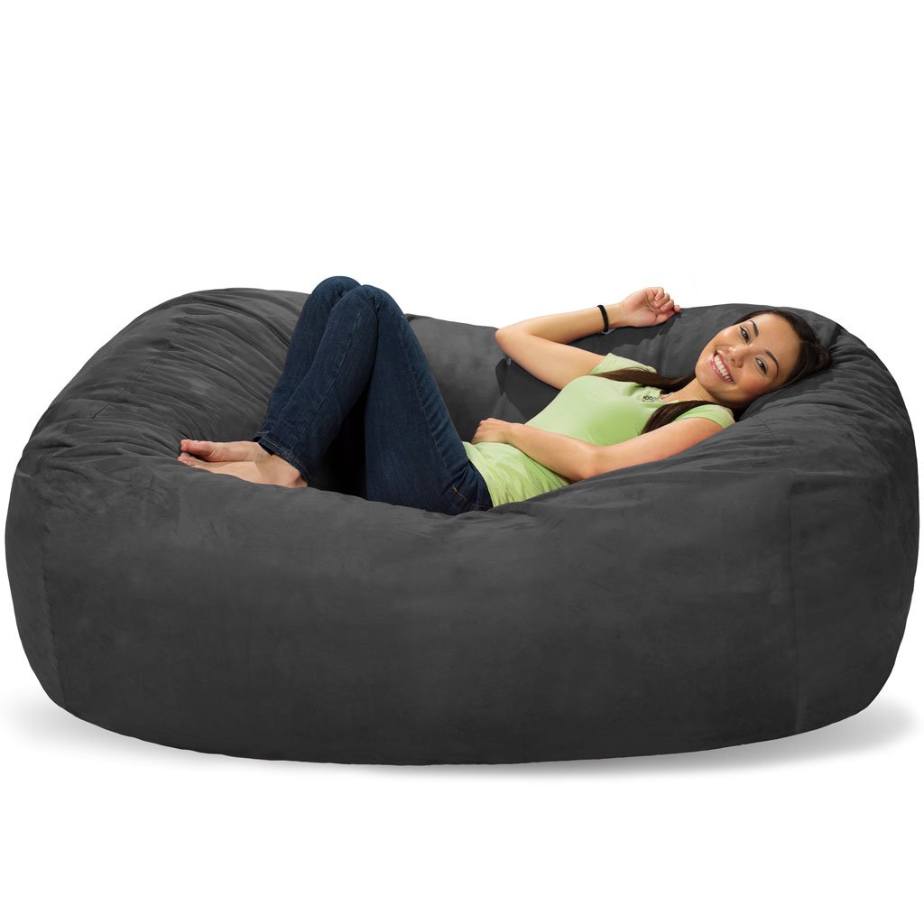 Comfy Sacks Memory Foam Bean Bag Chair - Charcoal Microsuede | Ultra Soft Lounge Chair for Teens & Adults | Perfect for Gaming, Movie Nights & Dorm Rooms