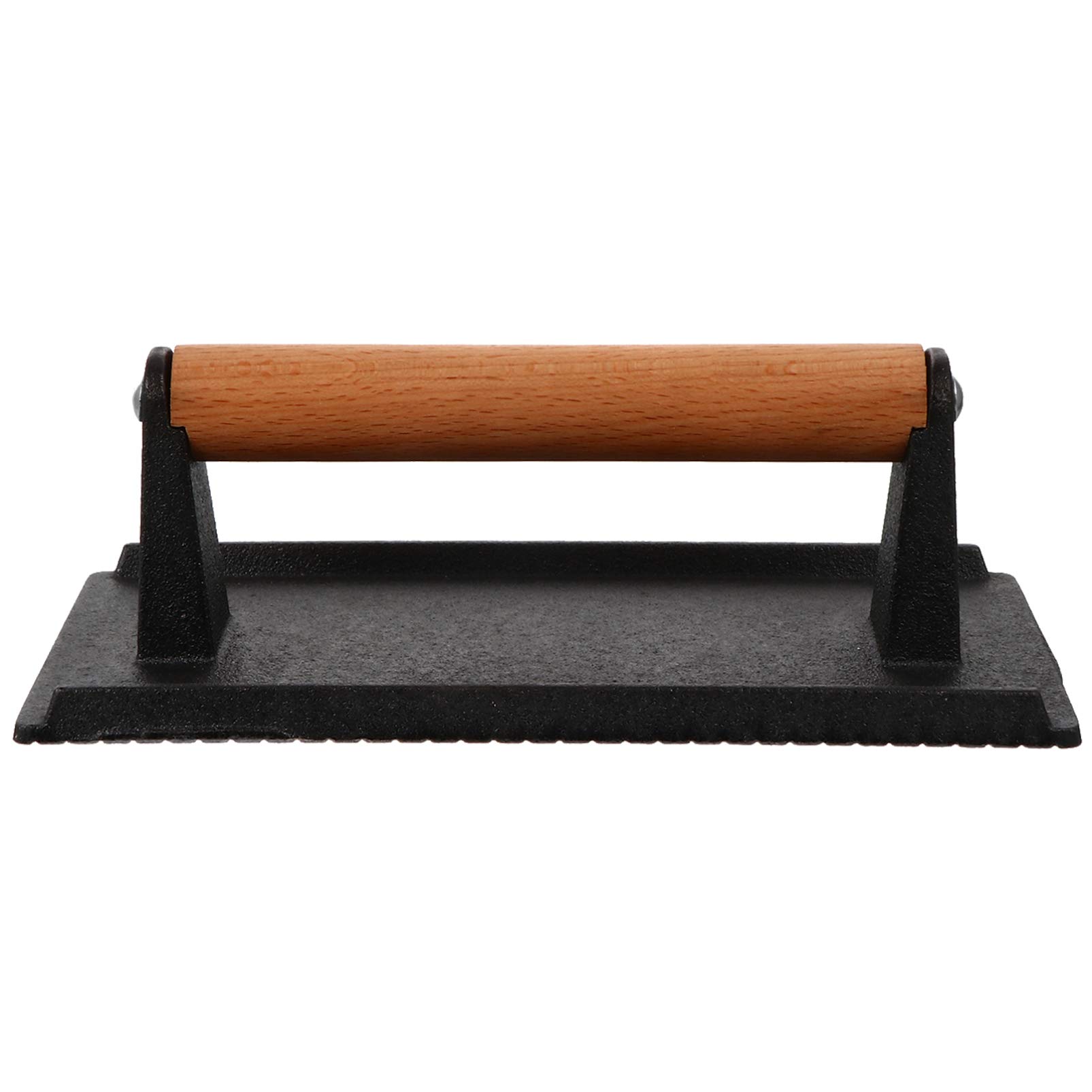 Heavy Duty Cast Iron Grill Press - Multi-Functional Meat, Sandwich, Bacon & Burger Press with Wooden Handle - Perfect for Grilling, Panini, BBQ & Kitchen Cooking