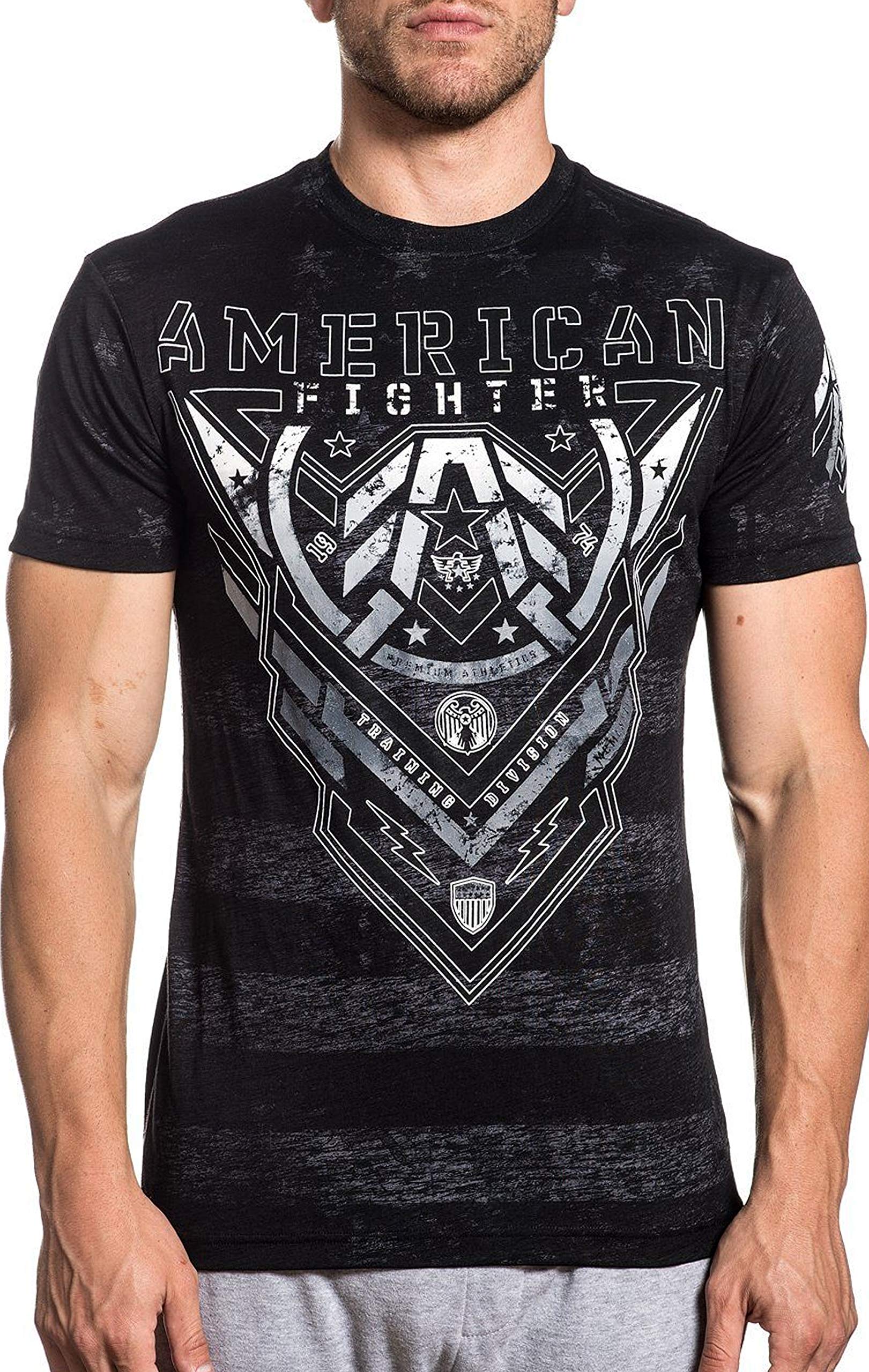 American Fighter Men's Graphic T-Shirt with Foil Print & High-Density Ink Design - Perfect for Casual Wear, Street Fashion, and Everyday Outfits