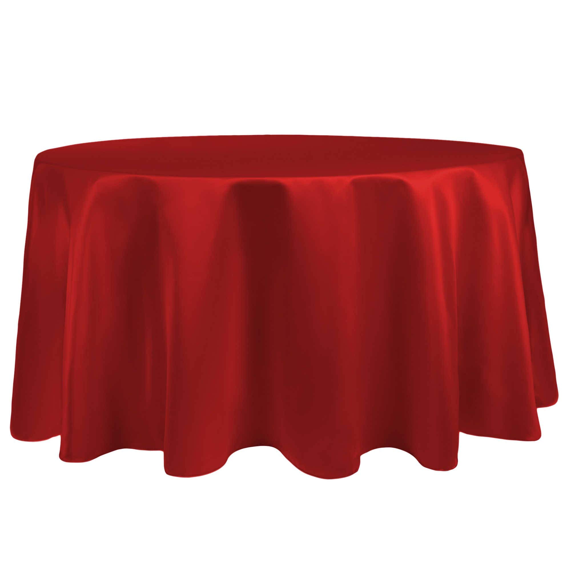 10 Pack Red 60-Inch Round Bridal Satin Tablecloth for Wedding Banquet, Party & Formal Events - Fits Tables Under 60