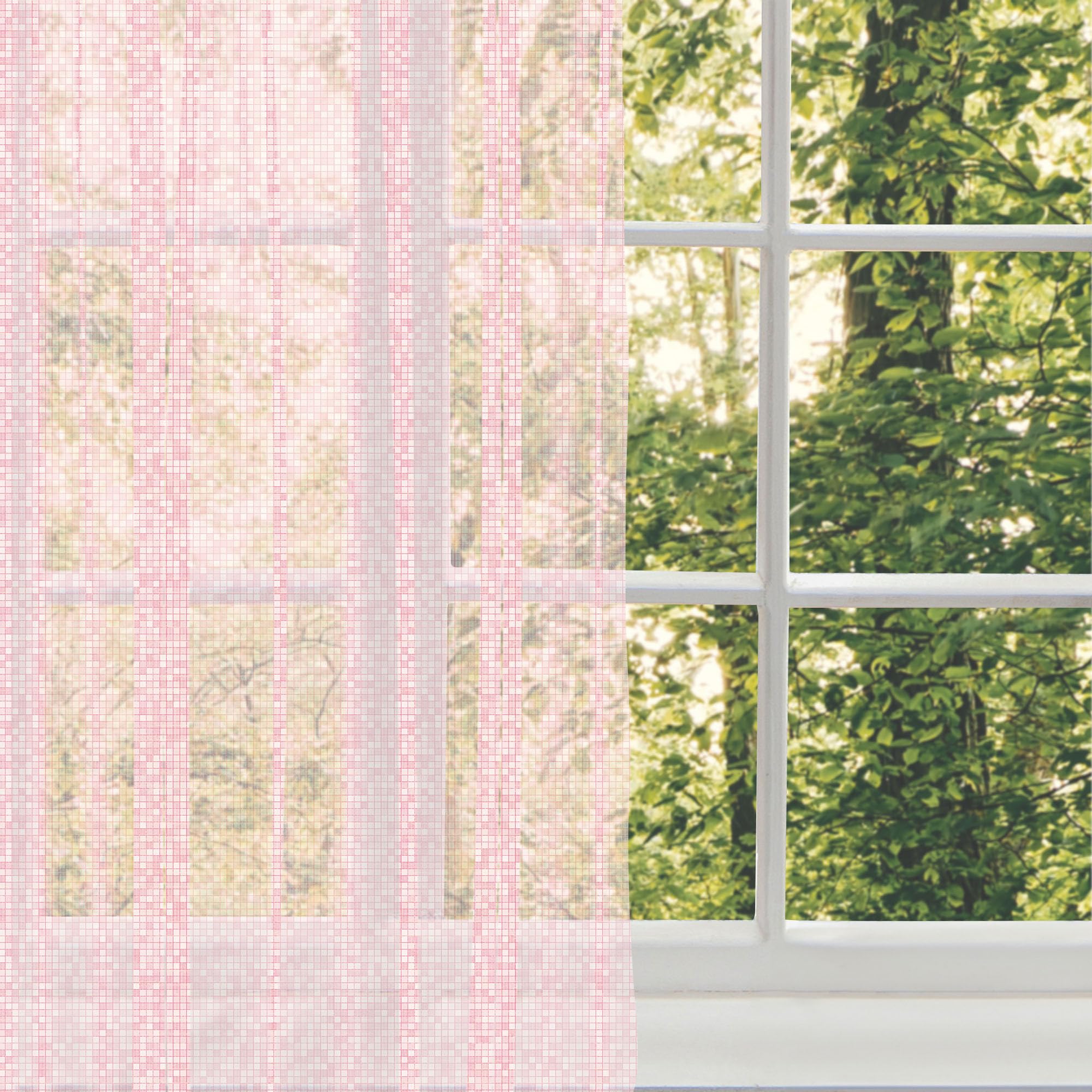 Ambesonne Pink & White Tulle Curtains - Rod Pocket Sheer Drapes for Wedding Decor | Gingham Mosaic Tile Design in Pale Pink | 108x72 Inch 2-Panel Set | Perfect for Bedroom, Nursery & Party Backdrop