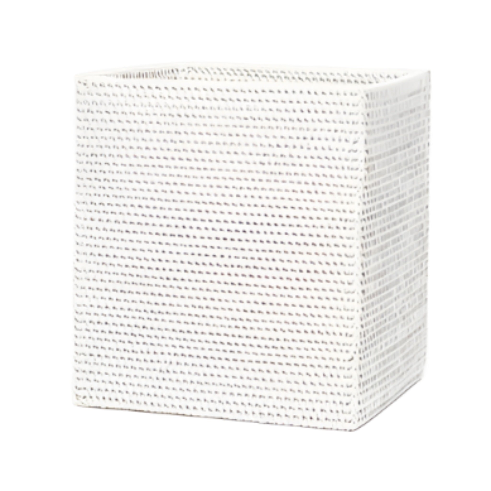 White Dalton Woven Rattan Rectangular Waste Basket with Optional Tissue Box Holder - Perfect for Bathroom, Bedroom & Office Organization