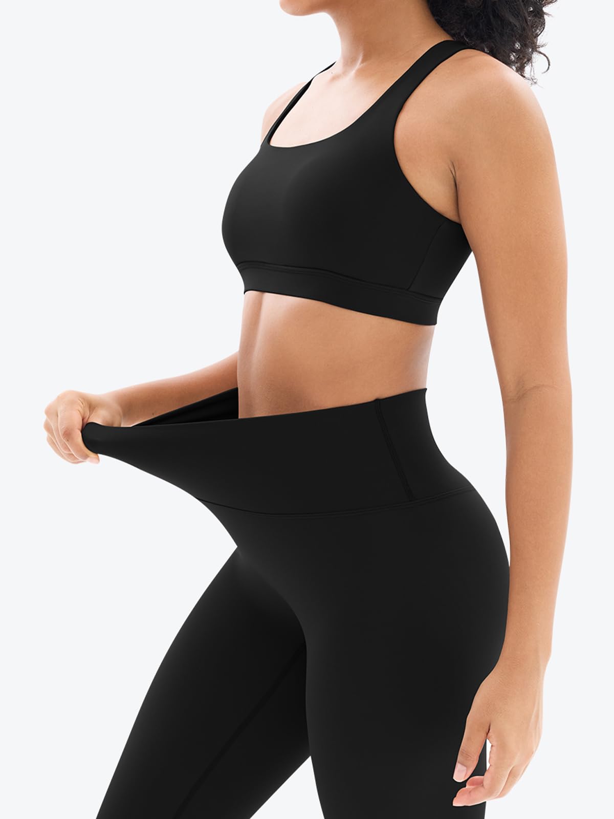 Women's High Waisted Yoga Leggings with Cross Back Sports Bra - 2 Piece Workout Set for Gym, Running & Fitness | Comfortable Gym Clothes (Y80M-Black) | Perfect for Yoga, Pilates & Home Workouts