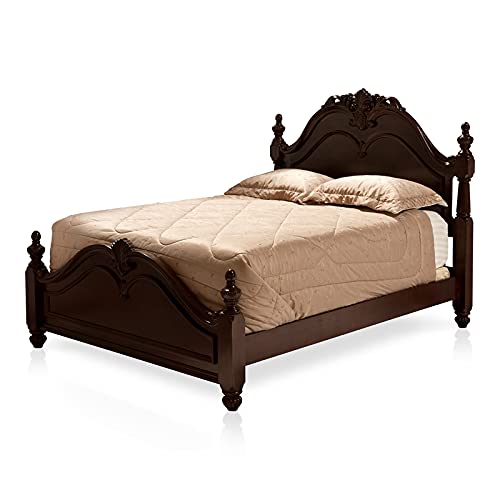 Furniture of America Ruben Traditional Wood California King Size Poster Bed in Cherry Finish - Perfect for Master Bedrooms and Luxurious Home Decor