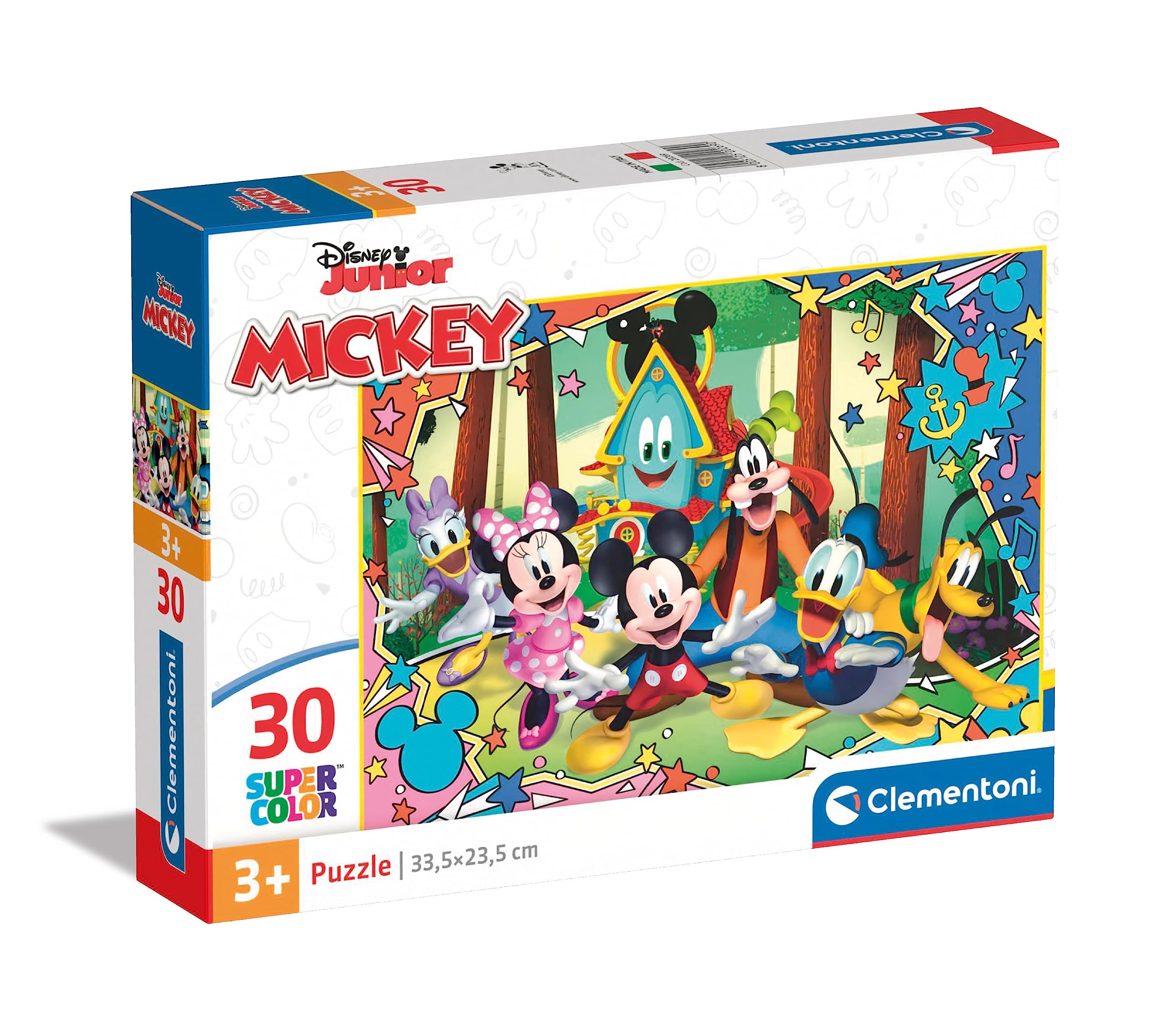 Clementoni Supercolor Disney Mickey Puzzle - 30 Pieces, Kids Puzzle for 3 Year Olds, Cartoon Puzzle Made in Italy - Perfect for Birthday Gifts, Preschool Learning & Family Game Night
