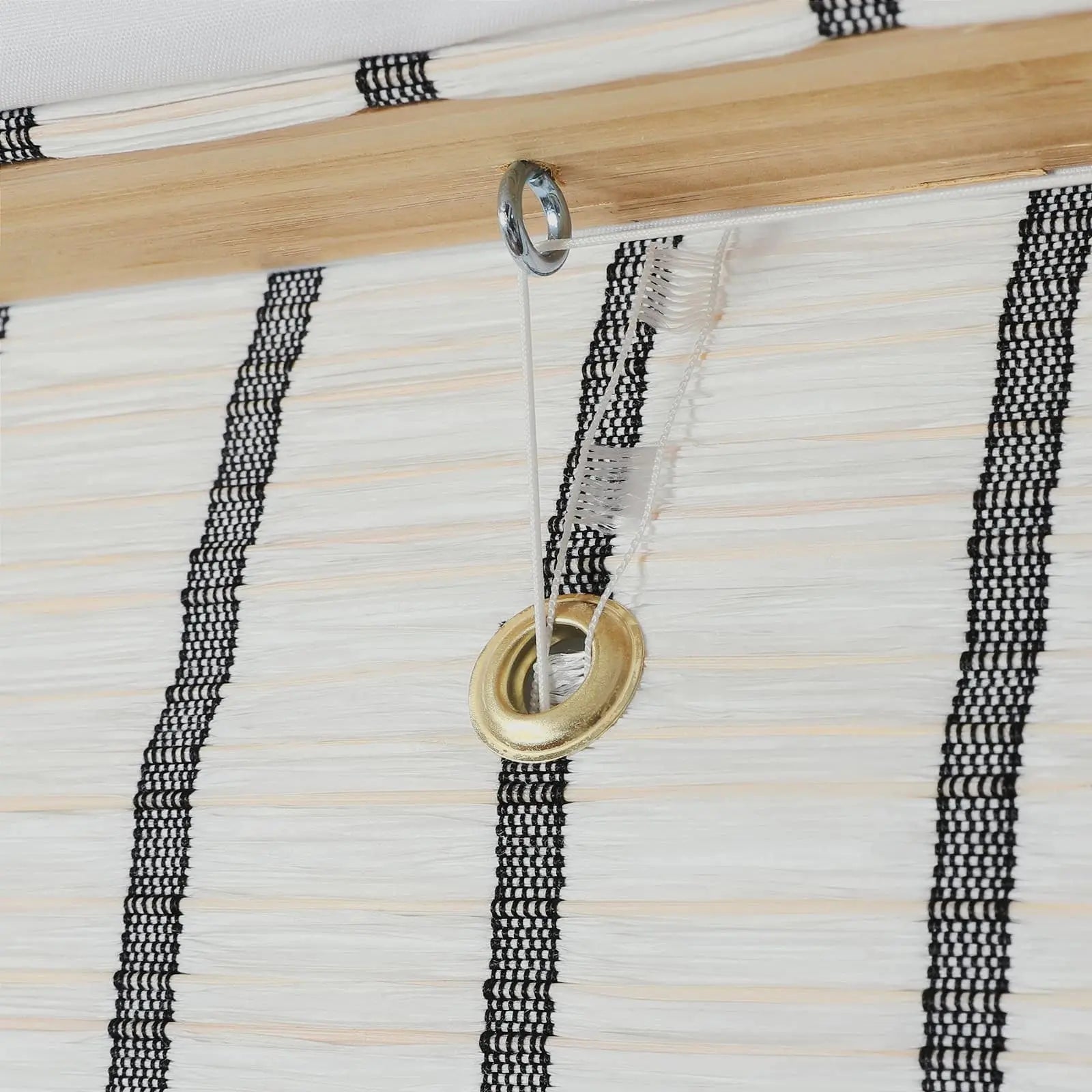 Natural Bamboo Woven Window Shade - Blue & White Handmade Eco-Friendly Roller Blind for Living Room, Bedroom & Office Decor