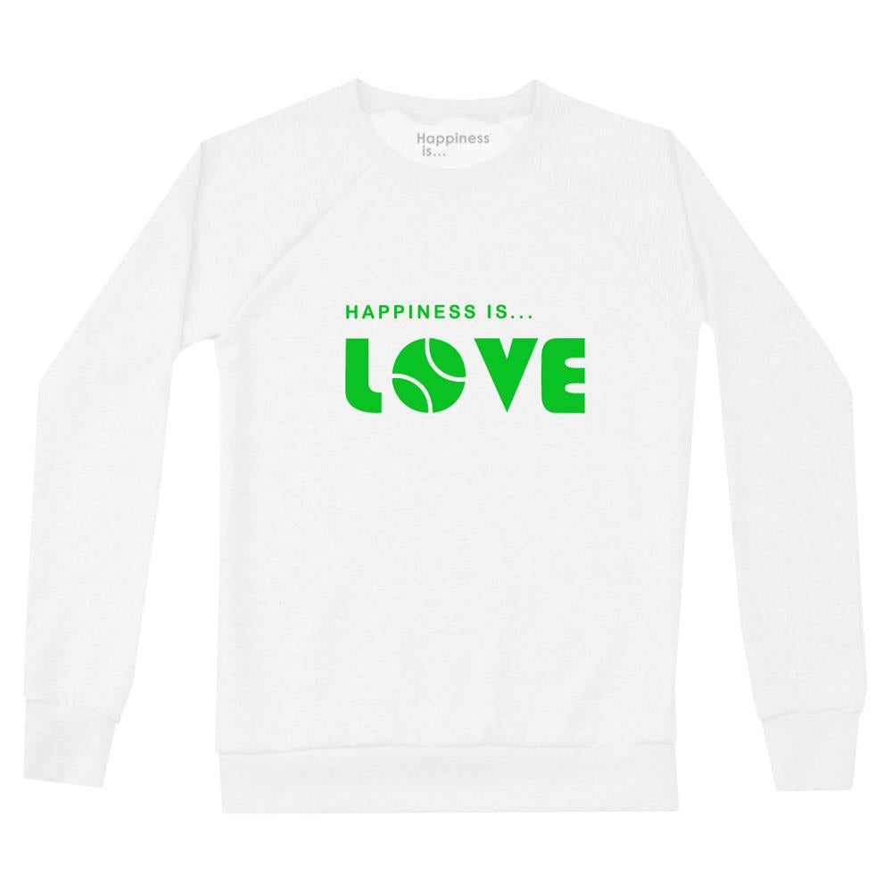 Women's Tennis Love Sweatshirt - White & Green Cozy Pullover for Women | Perfect for Casual Wear, Sports & Outdoor Activities