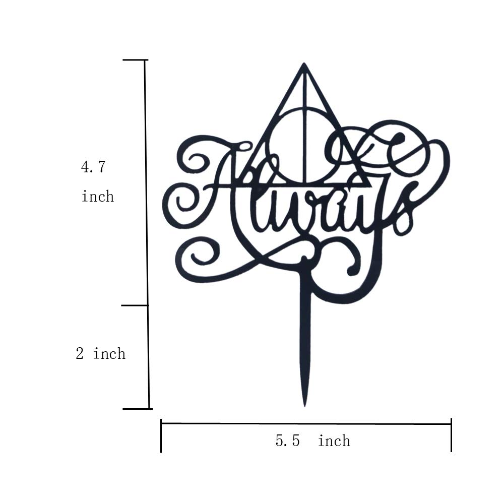Black Always Cake Topper - Elegant Wedding Sign for Anniversaries, Bridal Showers & Party Decorations | Perfect for Harry Potter Themed Weddings, Couples Celebrations & Romantic Events