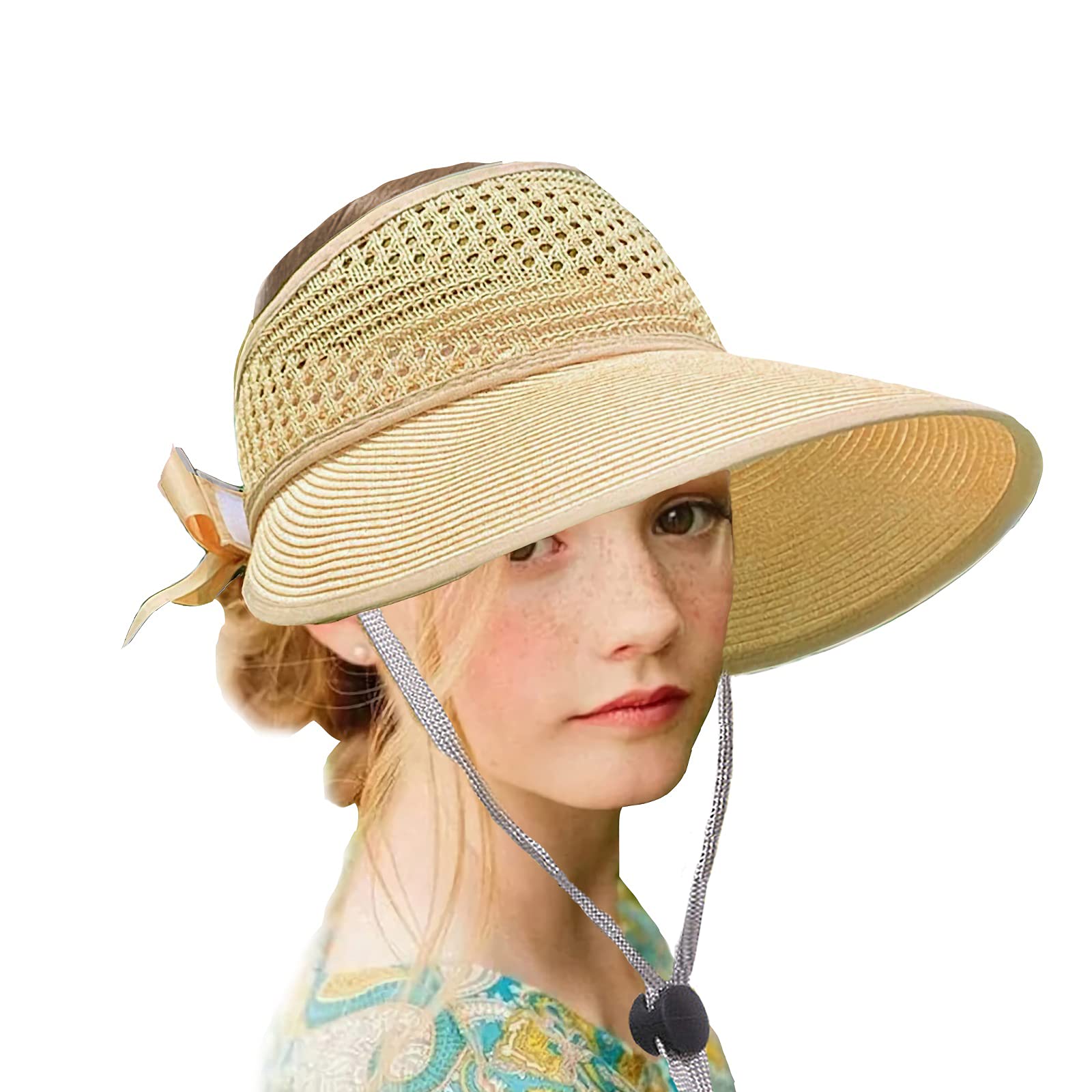 Nunaya Women's Straw Sun Hat - Adjustable Wide Brim Beach Hat for Summer, Outdoor, Travel & Vacation | UV Protection Sun Hat for Women
