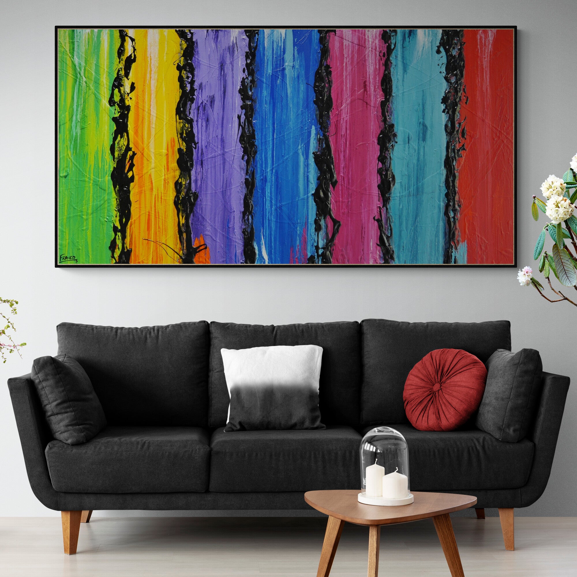 190cm x 100cm Colorful Textured Abstract Canvas Painting - Modern Wall Art for Living Room, Bedroom & Office Decor