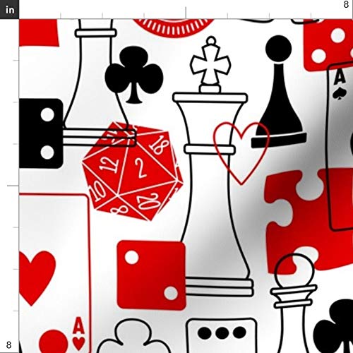 Chess Dice Puzzles Games Printed Minky Fabric by The Yard - Soft Plush Material for Sewing Baby Blankets, Quilt Backing & DIY Crafts - Perfect for Geeky Home Decor, Gamer Gifts & Nursery Projects