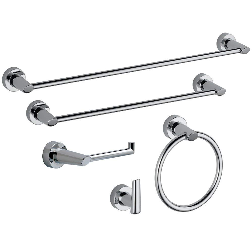 Delta Faucet 77150 Compel Toilet Paper Holder, 3.75 x 8.03 x 3.75 Inches, Chrome Finish - Modern Bathroom Tissue Roll Dispenser for Home & Commercial Use