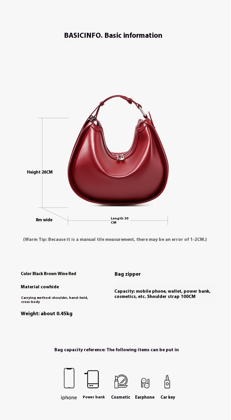 Genuine Leather Crossbody Bag for Women - Stylish Underarm Tote & Shoulder Bag - Perfect for Work, Travel & Everyday Use