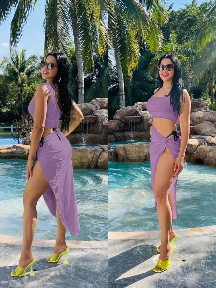BEAGIMEG Women's Sexy One Shoulder Long Bodycon Slit Skirt 2 Piece Dress Set - Perfect for Night Out, Club Party & Evening Events