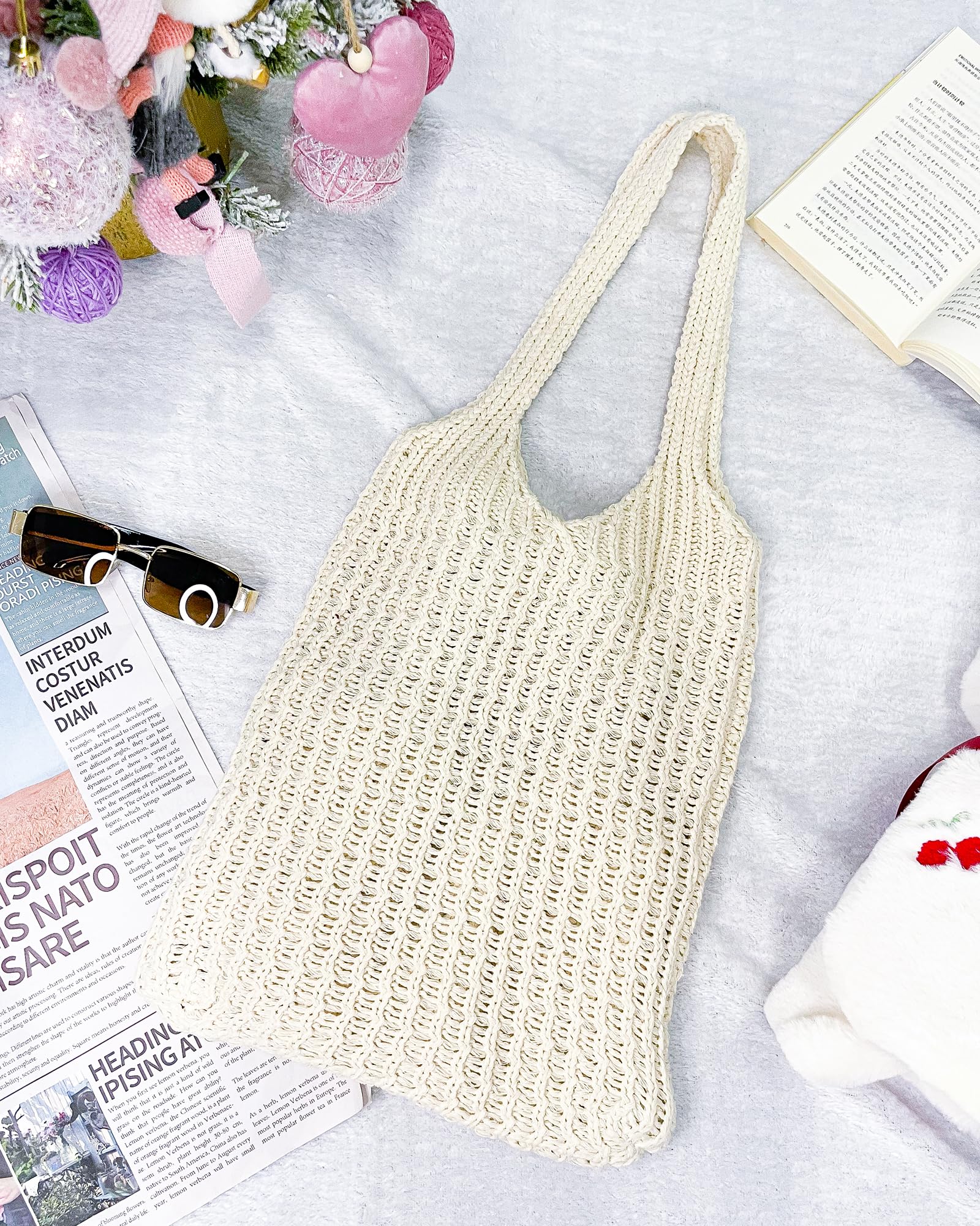 Stylish Strawberry Crochet Tote Bag - Handmade Knitted Shoulder Bag for Women | Perfect for Beach, Shopping & Everyday Use