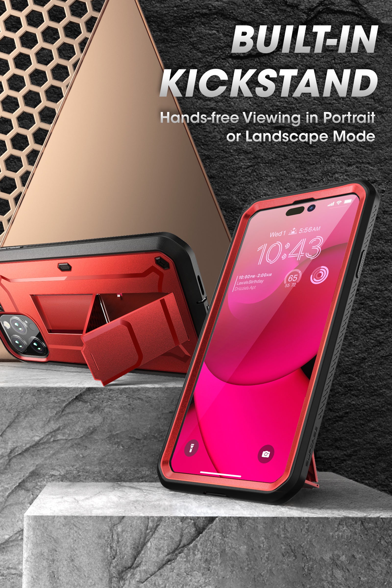 iPhone 14 Pro Case 6.1 Inch - Unicorn Beetle Pro Series Rugged Protective Cover with Military-Grade Drop Protection, Metallic Red | Perfect for Outdoor Adventures, Construction Work & Extreme Sports