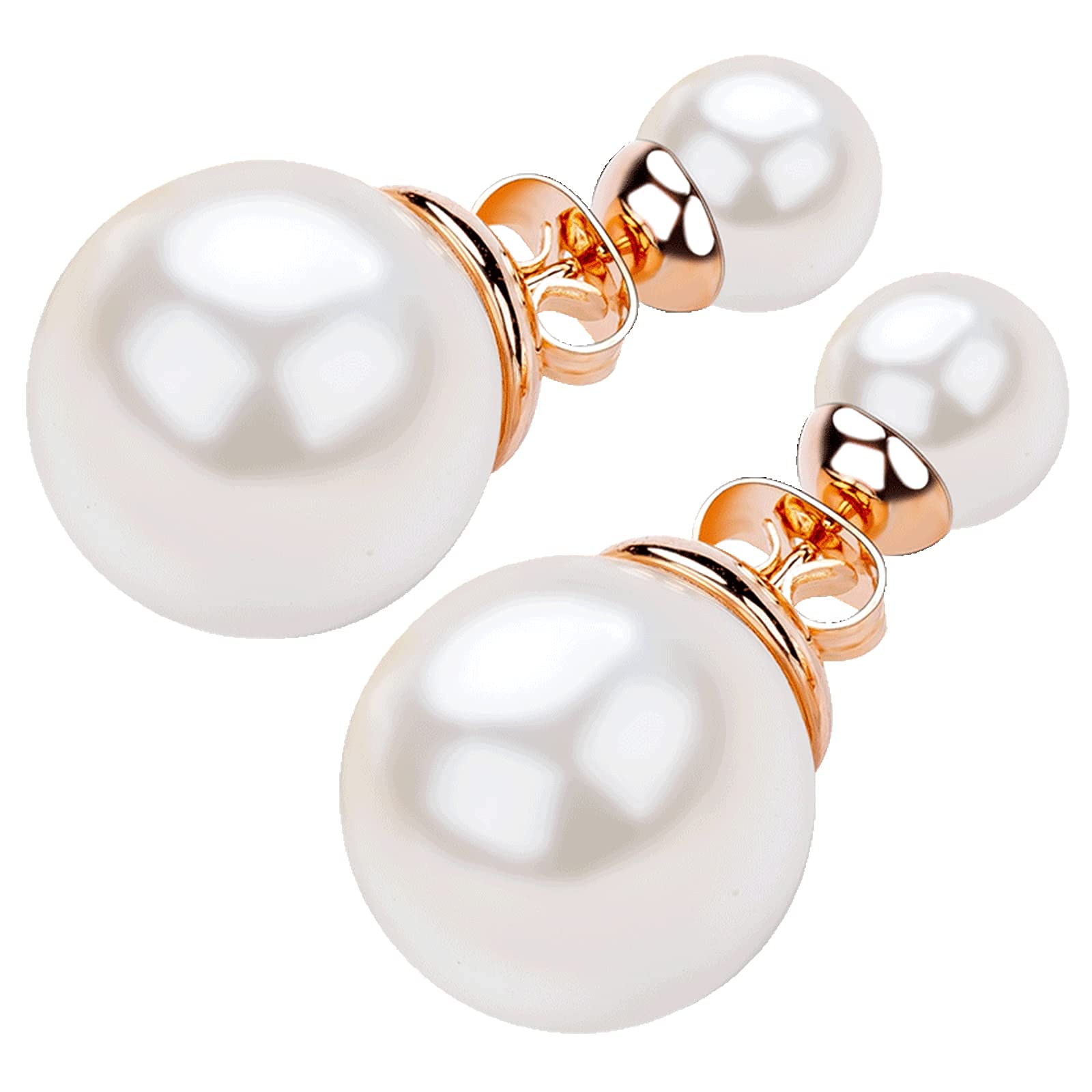 Elegant Double-Sided Pearl Earrings for Women - 925 Sterling Silver Stud Earrings with Front & Back Pearls - Perfect for Wedding, Party, Anniversary & Special Occasion Gifts