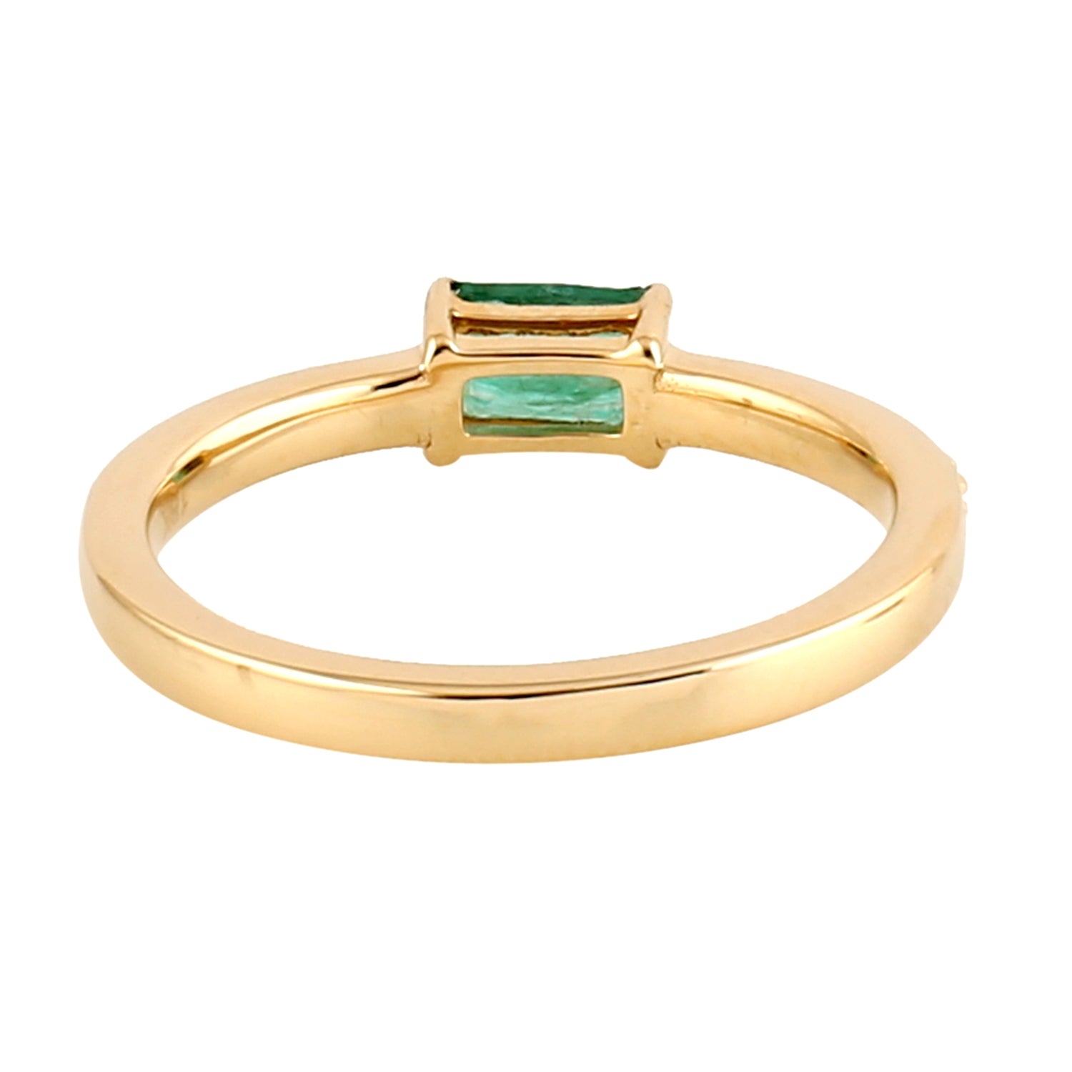 Exquisite 14K Gold Baguette Cut Emerald Pave Diamond Accent Ring for Women | Elegant Bridal, Engagement, Anniversary Gift | Perfect for Weddings, Parties & Special Occasions