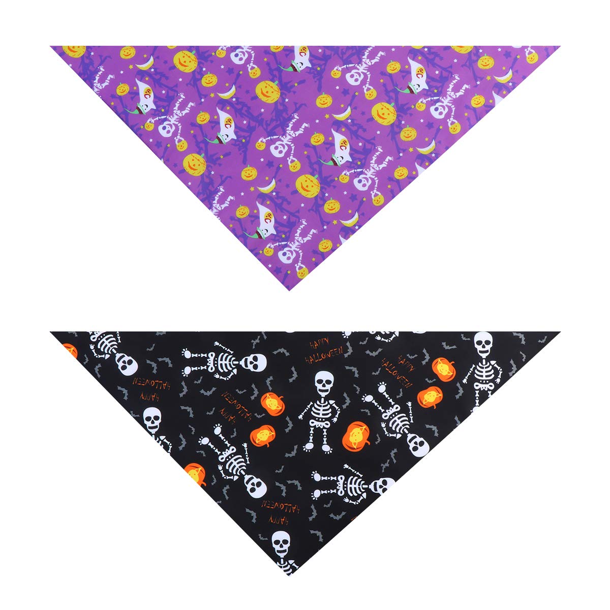 2Pcs Halloween Triangle Dog Scarf & Pumpkin Bib Set for Pets - Cute Festival Costume Accessories for Dogs & Cats - Perfect for Halloween Parties & Photo Shoots