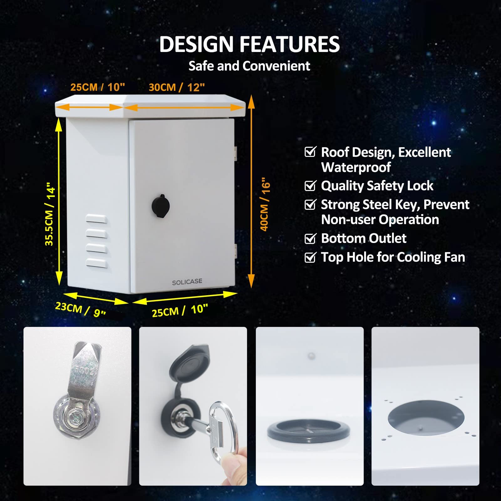 16x12x10 Steel Electrical Enclosure Box - IP65 Waterproof & NEMA Rated Outdoor Projector Box for Electronics - Weatherproof Junction Box for Outdoor Wiring, Security Cameras & AV Equipment