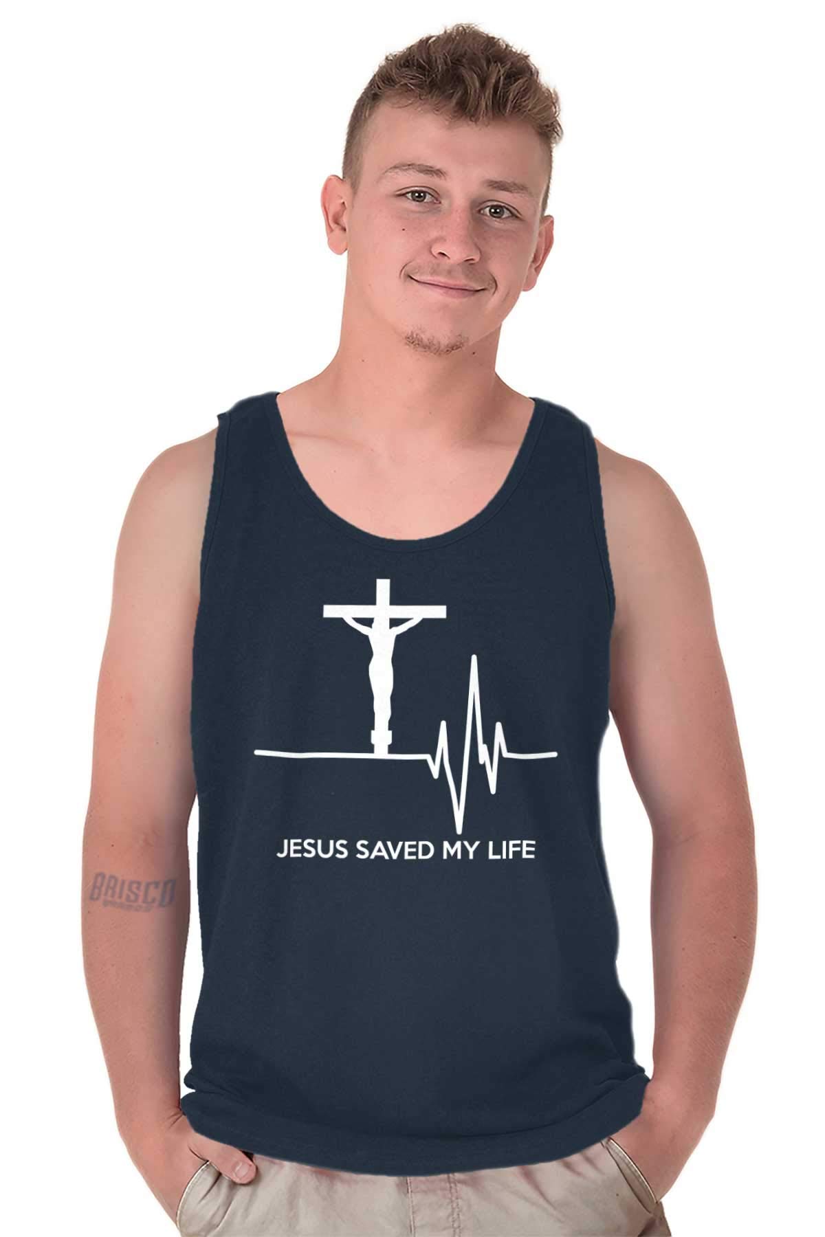 Christian Strong Jesus Saved My Life Crucifix Graphic T-Shirt for Men & Women - Faith Inspired Casual Wear for Church, Bible Study & Everyday Inspiration