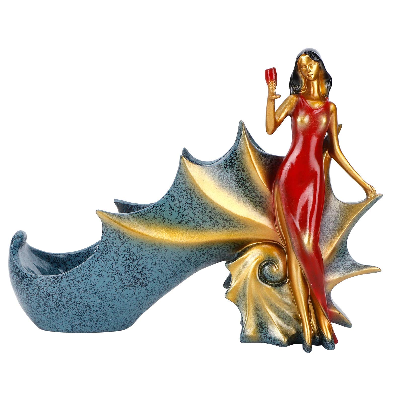 Qioniky Decorative Wine Rack - Elegant Wine Bottle Holder Figurine for Bar Counter, Kitchen & Home Decor | Red Girl Sculpture (BS023-2) | Perfect for Wine Storage, Gift Giving & Dining Room Display