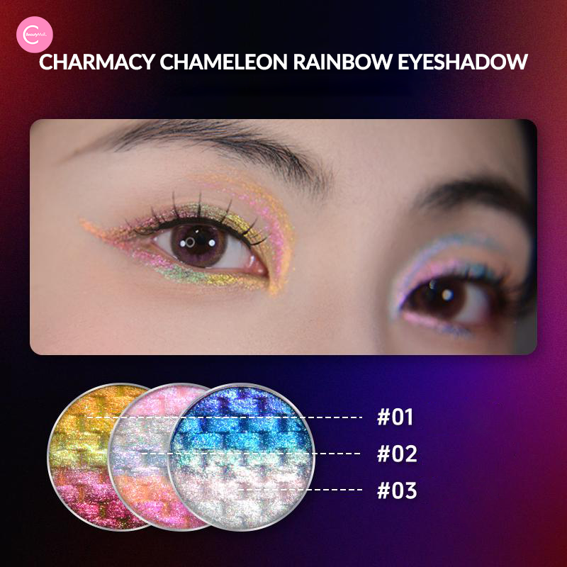 CHARMACY Chameleon Rainbow Flash Highlighter Eyeshadow Palette - Long Lasting Pigmented Makeup for Party, Festival & Everyday Glam Look