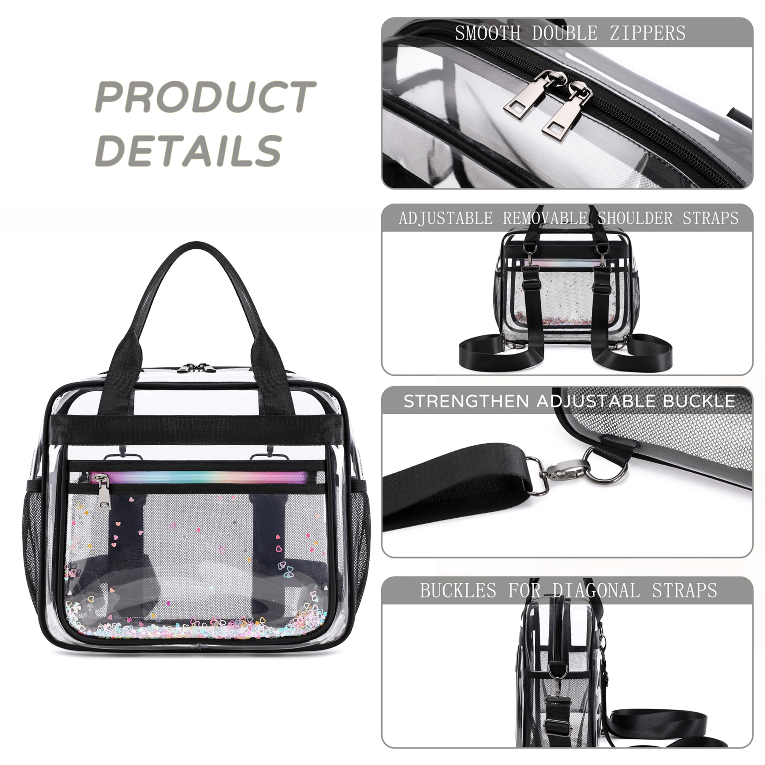 Clear Backpack for Girls & Women - Heavy Duty Transparent TPU School Bag with Shoulder Straps, Large See-Through Bookbag for Teens & Students - Perfect for Elementary School, Travel & Daypack Use (Black)