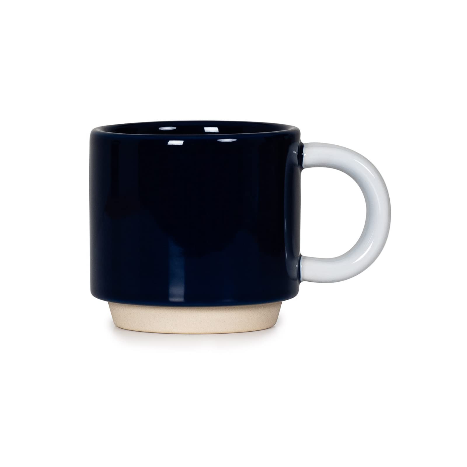 Indigo Blue Skittle Stacking Travel Mug - 9oz Ceramic Coffee Cup with Lid, Modern Microwave Safe Design for Hot Drinks, Ideal for Home, Office, Commuting & Gift Giving