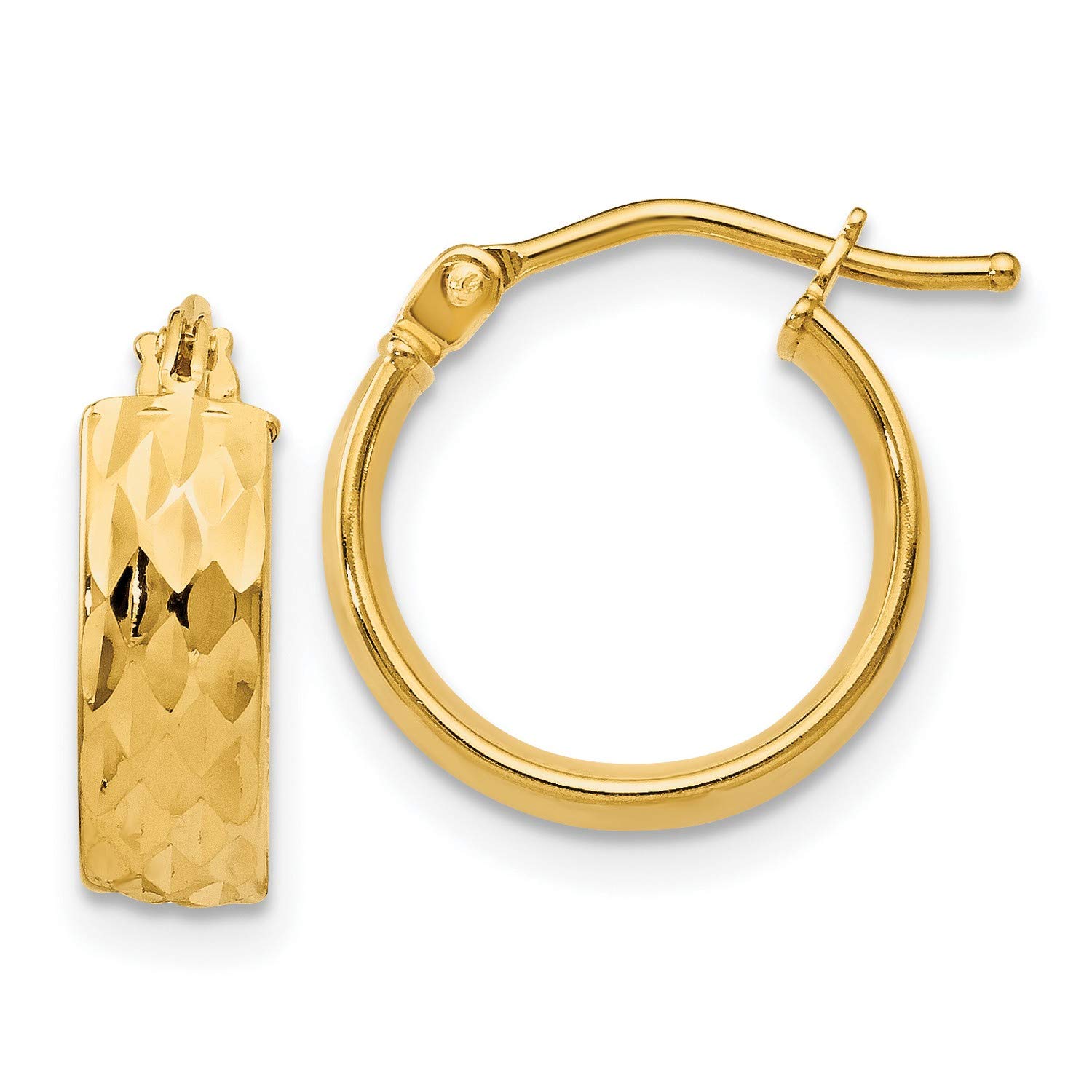 14K Yellow Gold Polished Hoop Earrings - 14x14mm Elegant Everyday Jewelry for Women, Perfect for Work, Party & Special Occasions