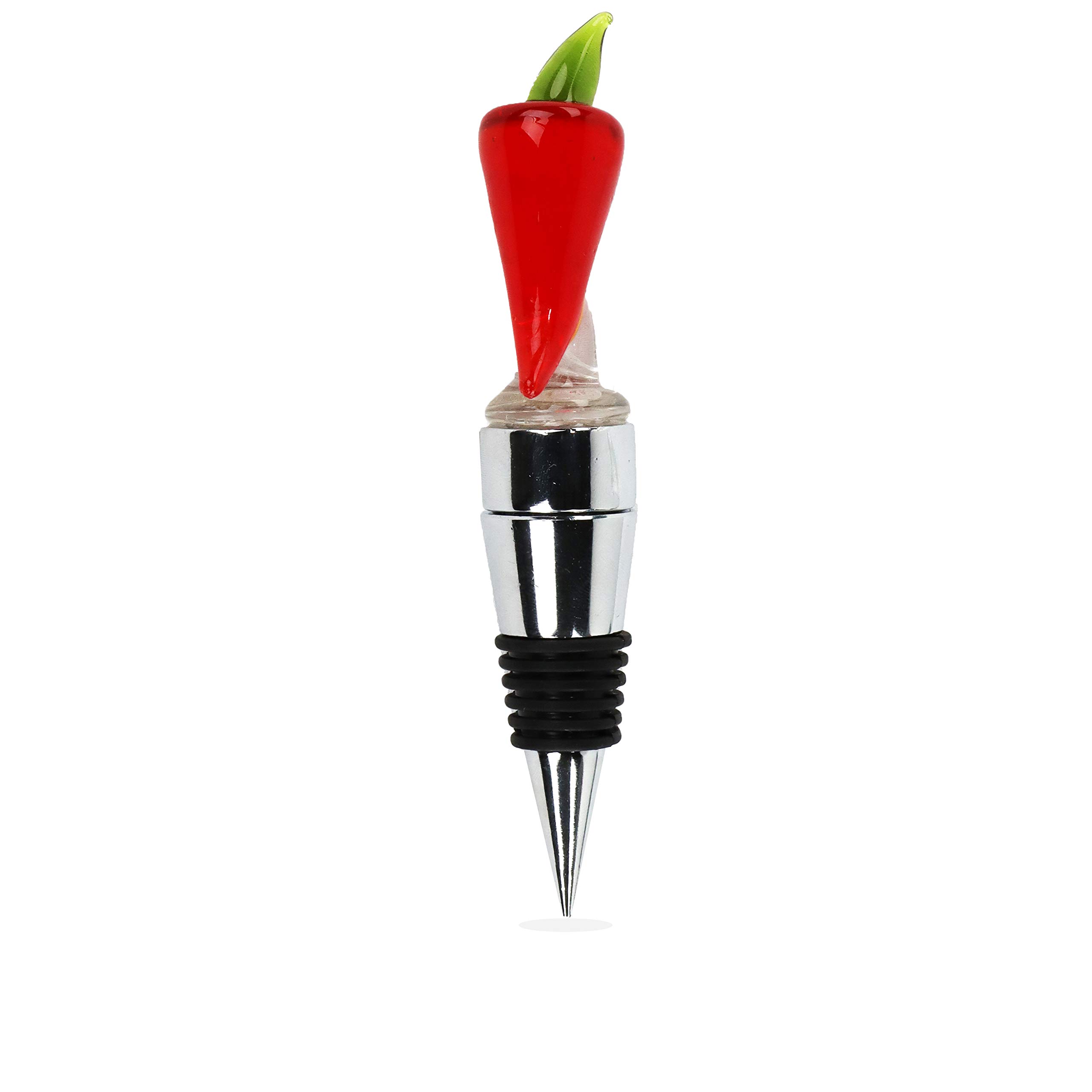 Glass Wine Stopper with Changing LED Lights Chili Pepper - Perfect for Parties, Gifts, and Home Bar Decor