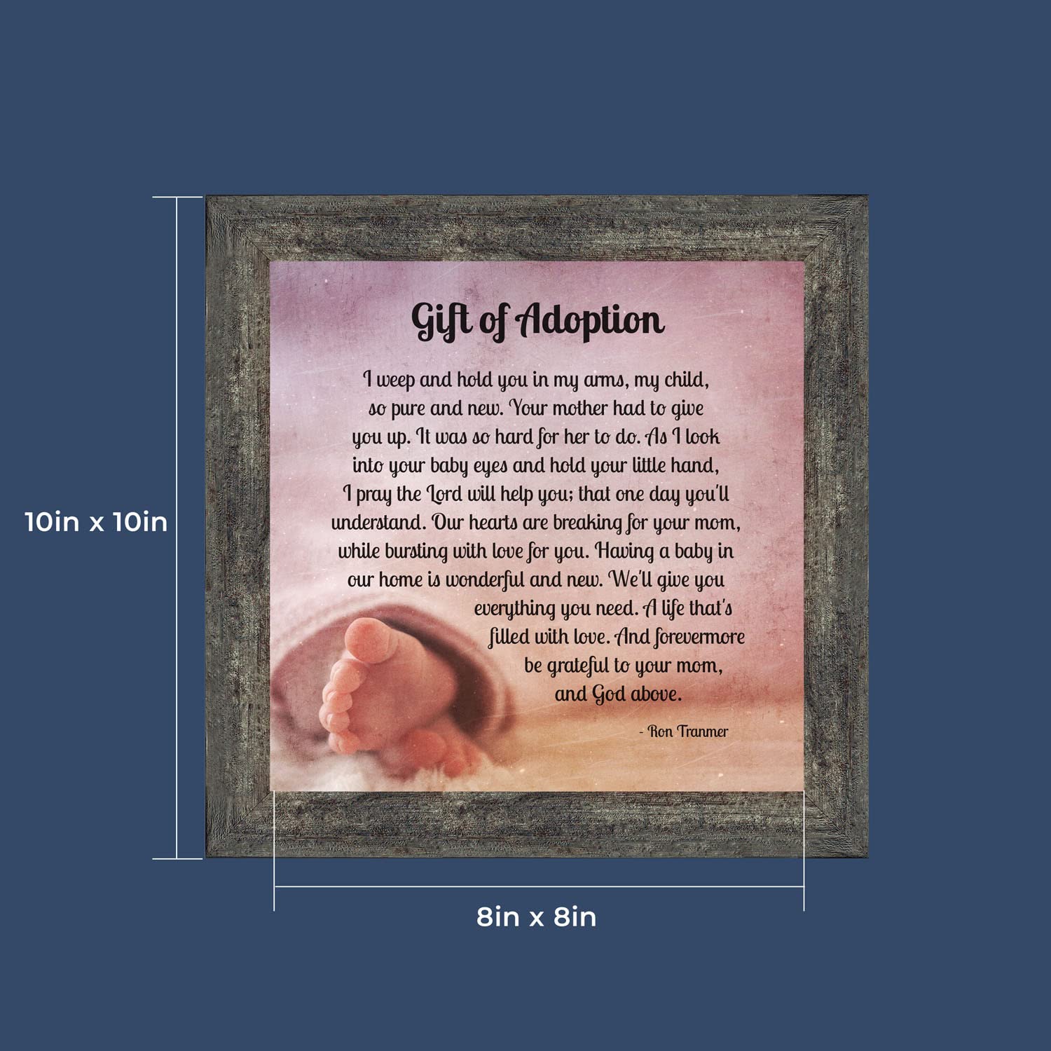 Crossroads Home Décor Adoption Picture Frame with Poem - 8697BW - Perfect for Baby Showers, Adoption Announcements & Family Keepsakes