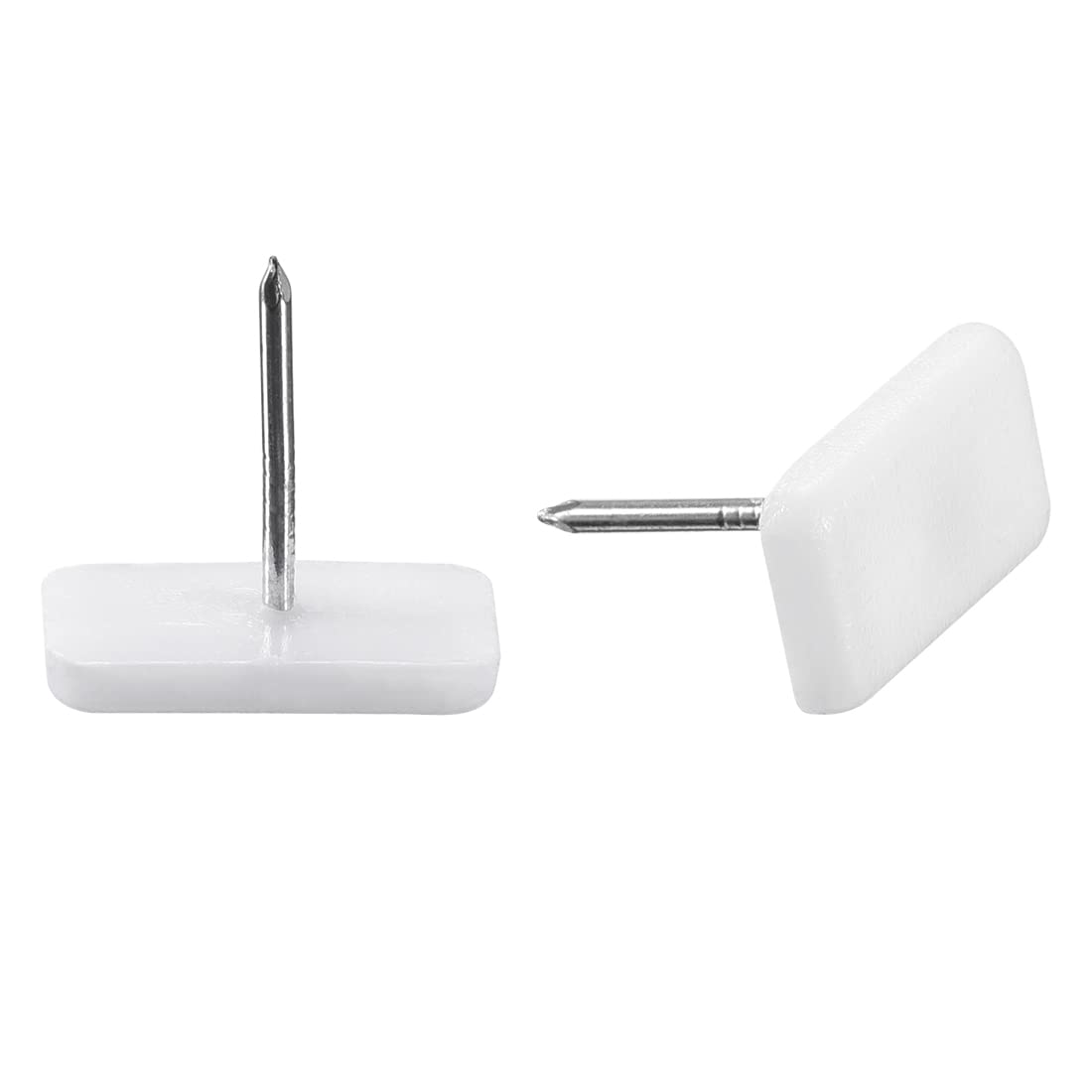 uxcell 19mm x 10mm White Plastic Furniture Glide Nails - 40pcs Square Chair & Table Leg Protectors for Hardwood Floors & Tile Surfaces | Prevents Scratches & Noise