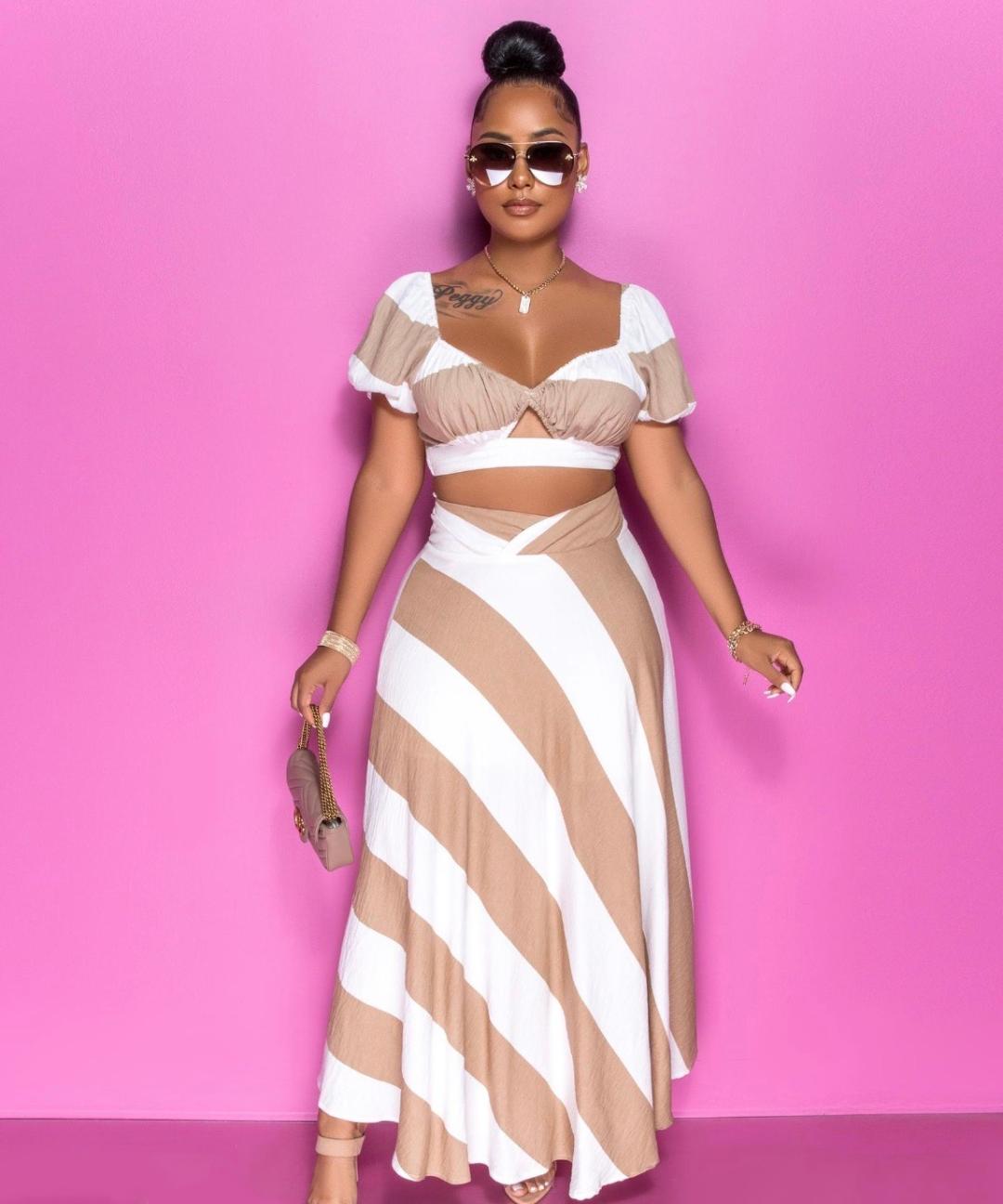 Maribella Women's Crop Top & Maxi Skirt Set - Summer Boho Outfit for Beach, Vacation & Casual Wear