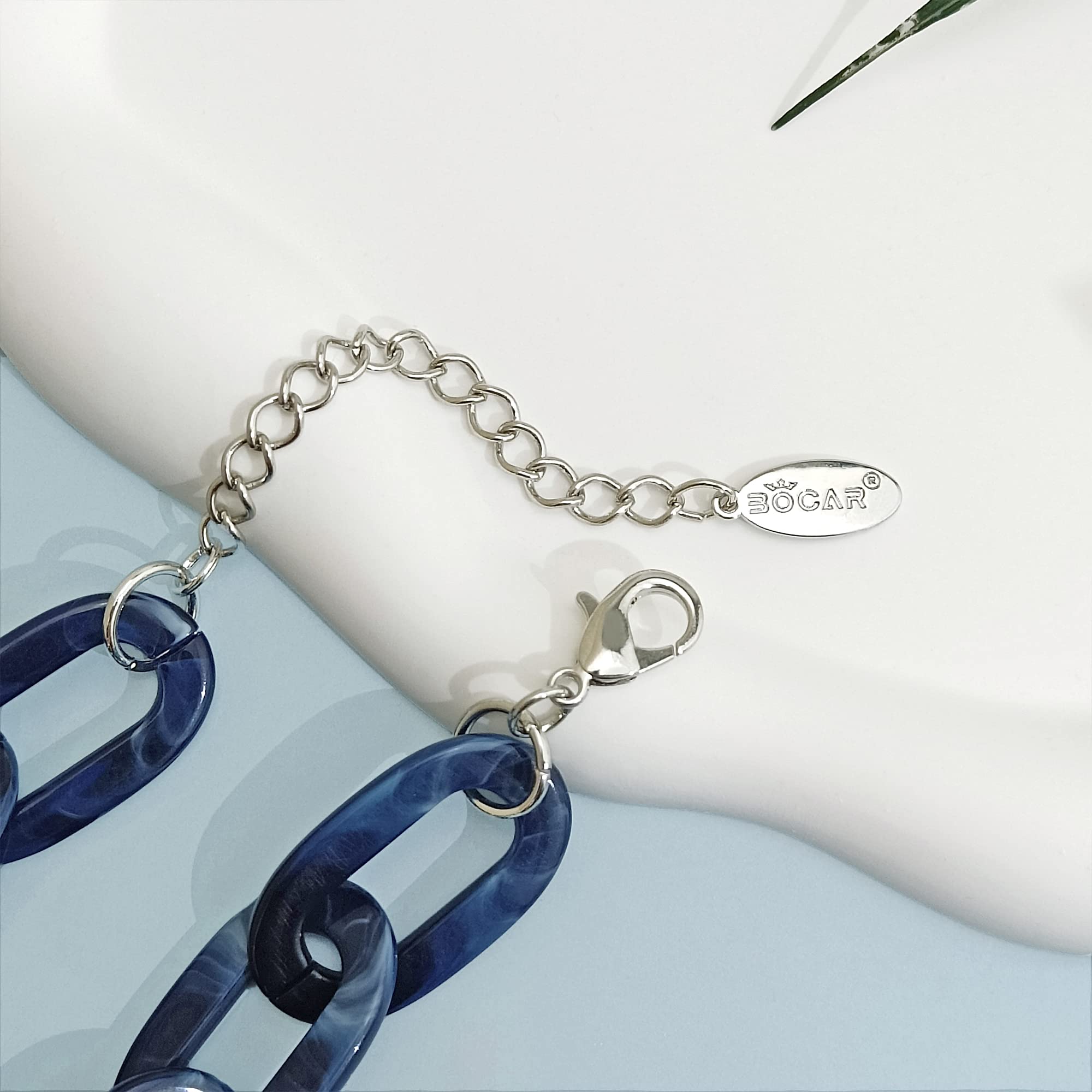 Bocar Acrylic Chunky Statement Necklace for Women - Cube Link Chain Collar with Matching Hoop Earrings Set | Trendy Costume Jewelry for Parties, Weddings & Special Occasions