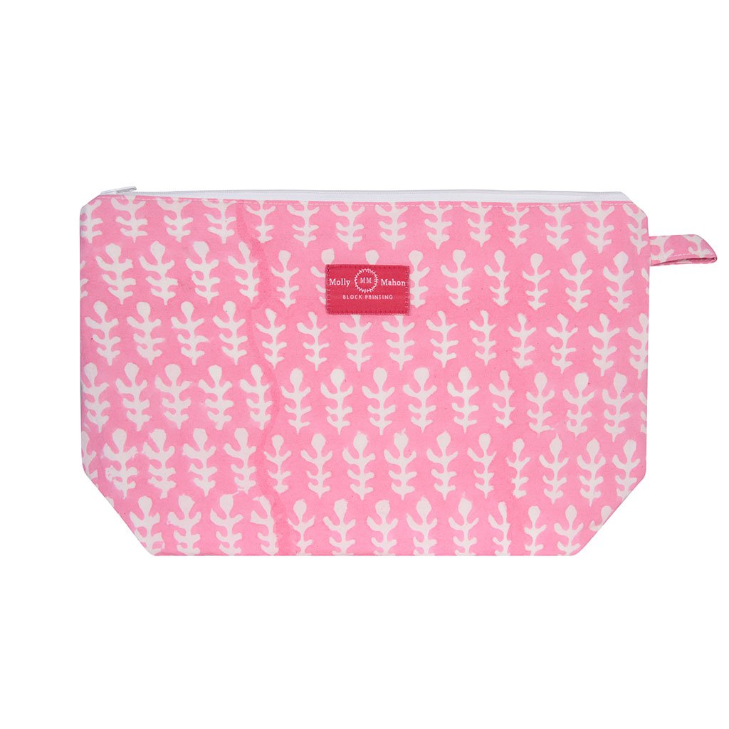 Organic Cotton Wash Bag Bagru Pink - Handmade Laundry Bag for Delicates, Travel & Storage | Eco-Friendly & Durable for Gym, College & Home Use